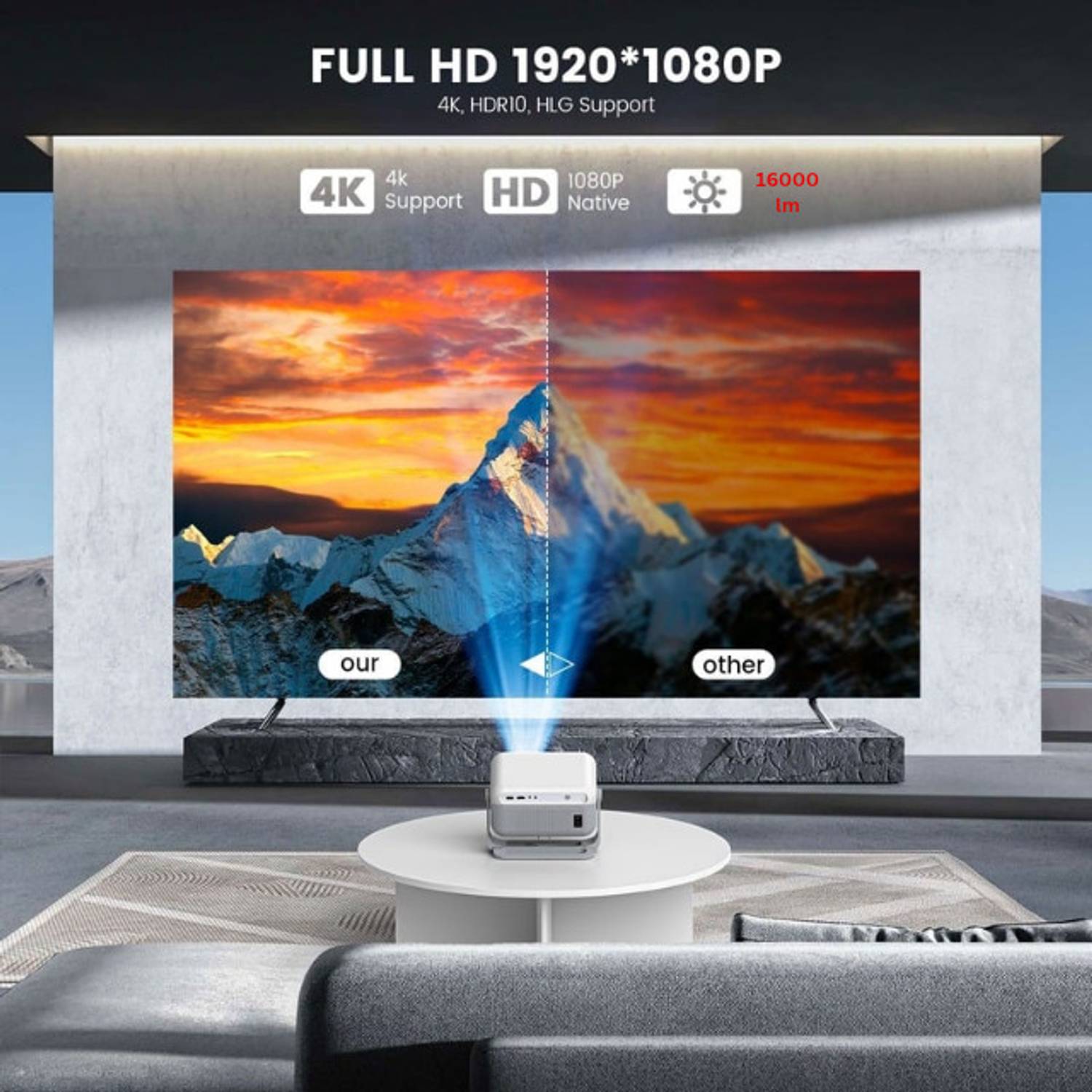 BeamX Shark 4K HDR Dolby Portable Projector - Image 4