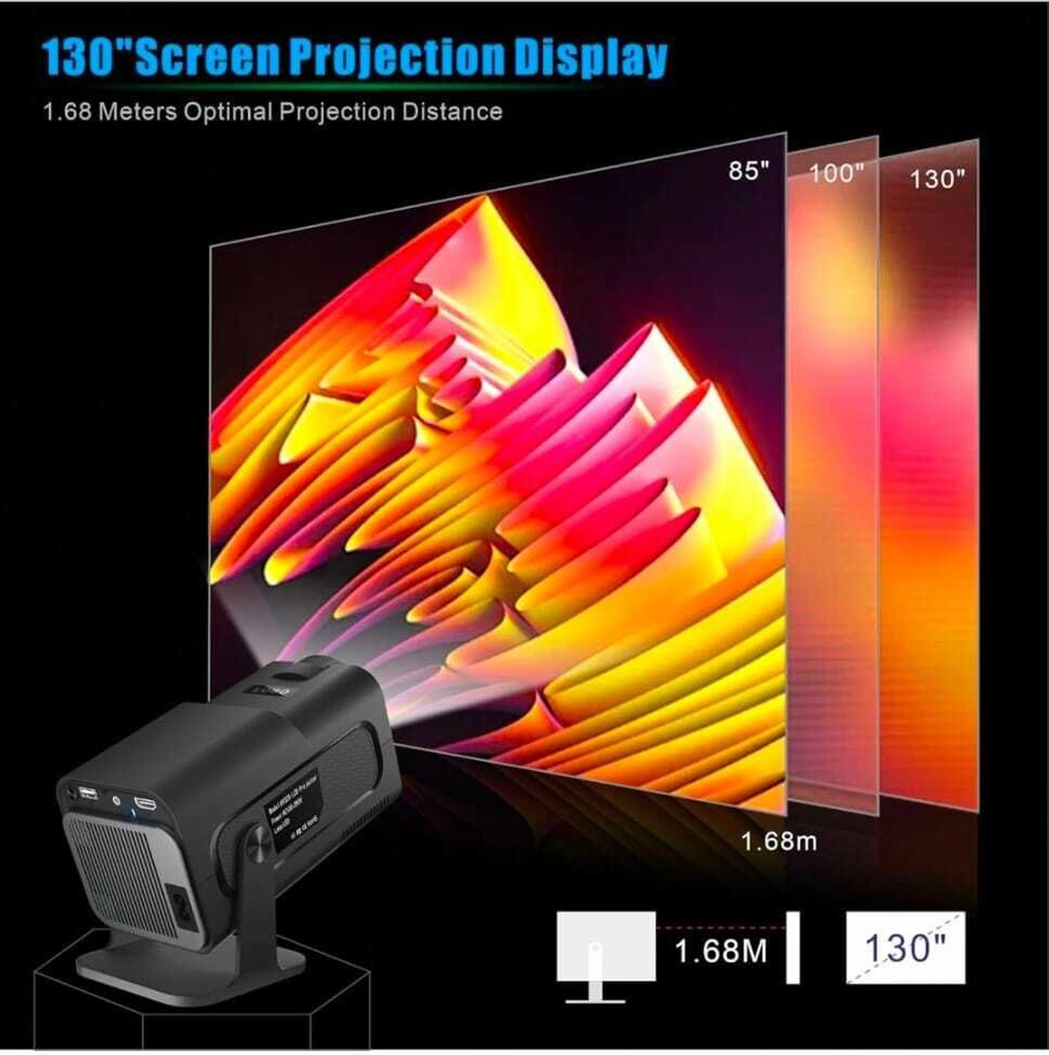 Image of ENKART HY320 Mini Android Projector, 4K Video 1080P with Wi-Fi and Bluetooth 5.0 (7000 lm / Remote Controller) Portable Projector