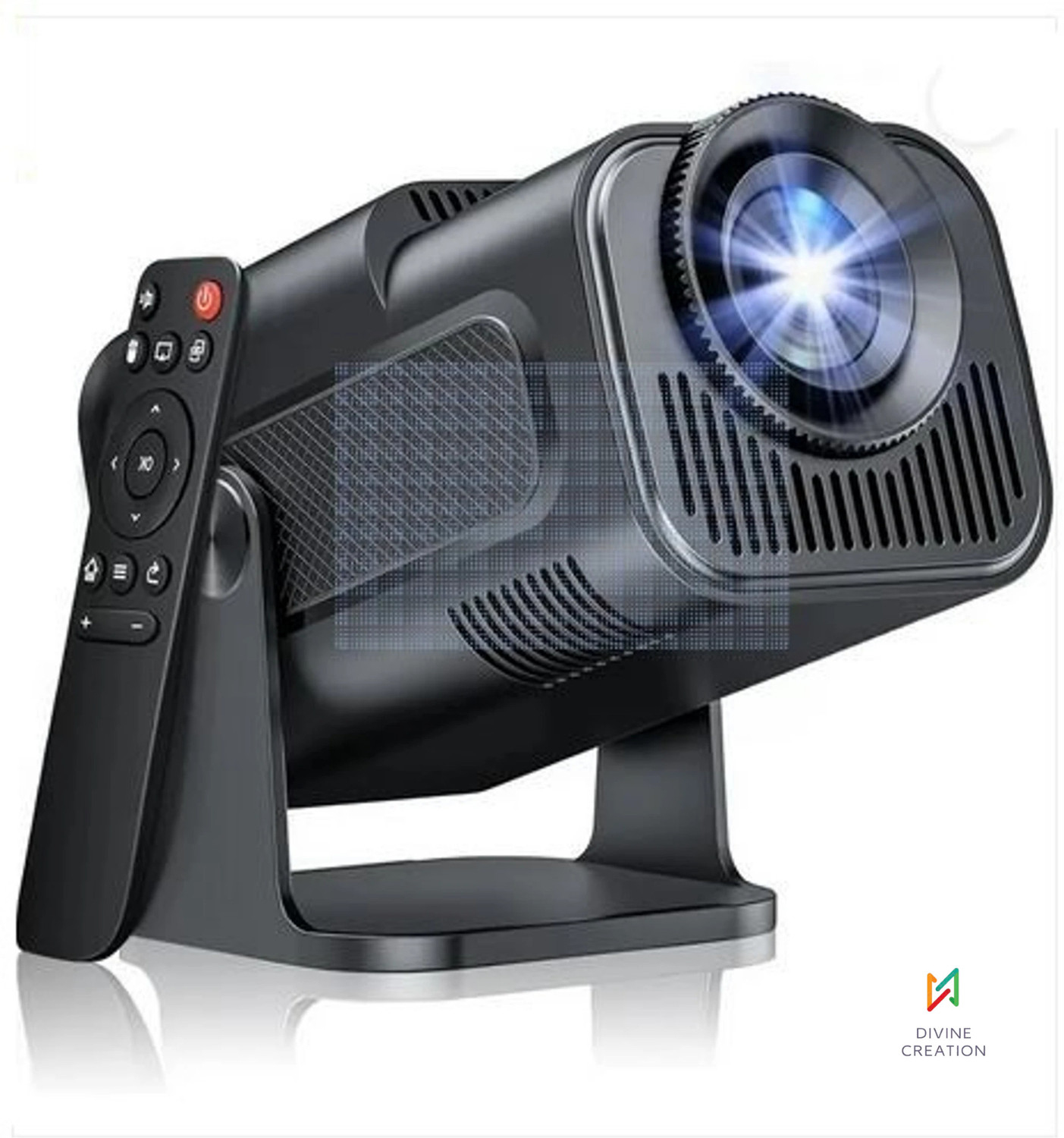 Image of Divine creation HY320 Mini 4K Support Smart Android 13 Projector with WiFi 6 HD Home Theater J82 (5000 lm / Wireless / Remote Controller) Portable Projector