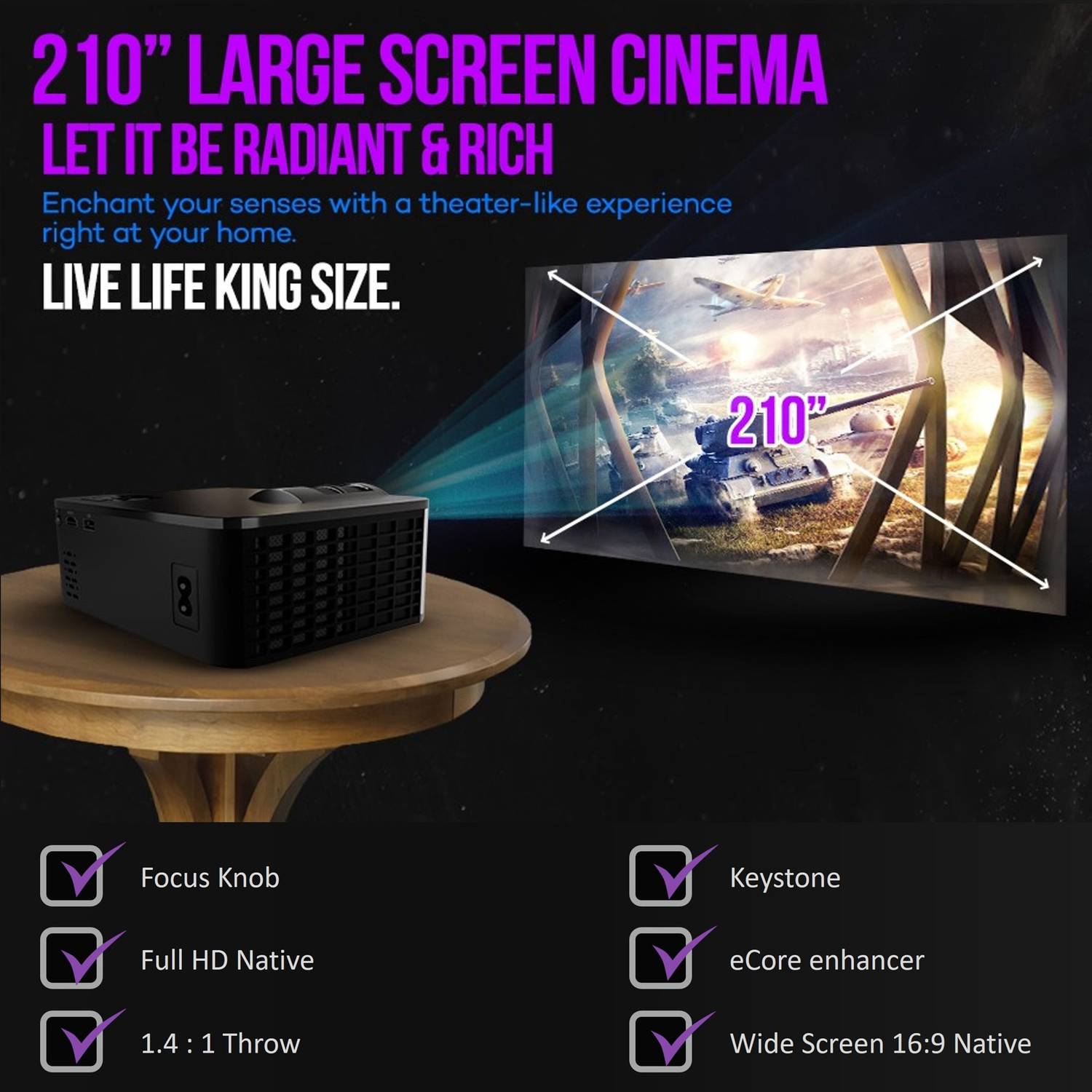 Egate i9 Pro Max 1080p Portable Projector - Image 5