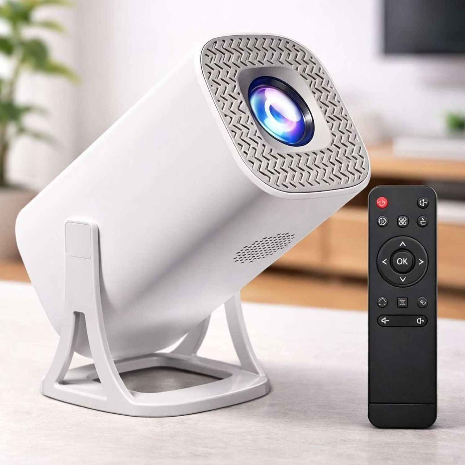 Image of se hub Square Mini Projector 1080P HD 4K Support 180 Rotatable Portable White (8000 lm) Portable Projector