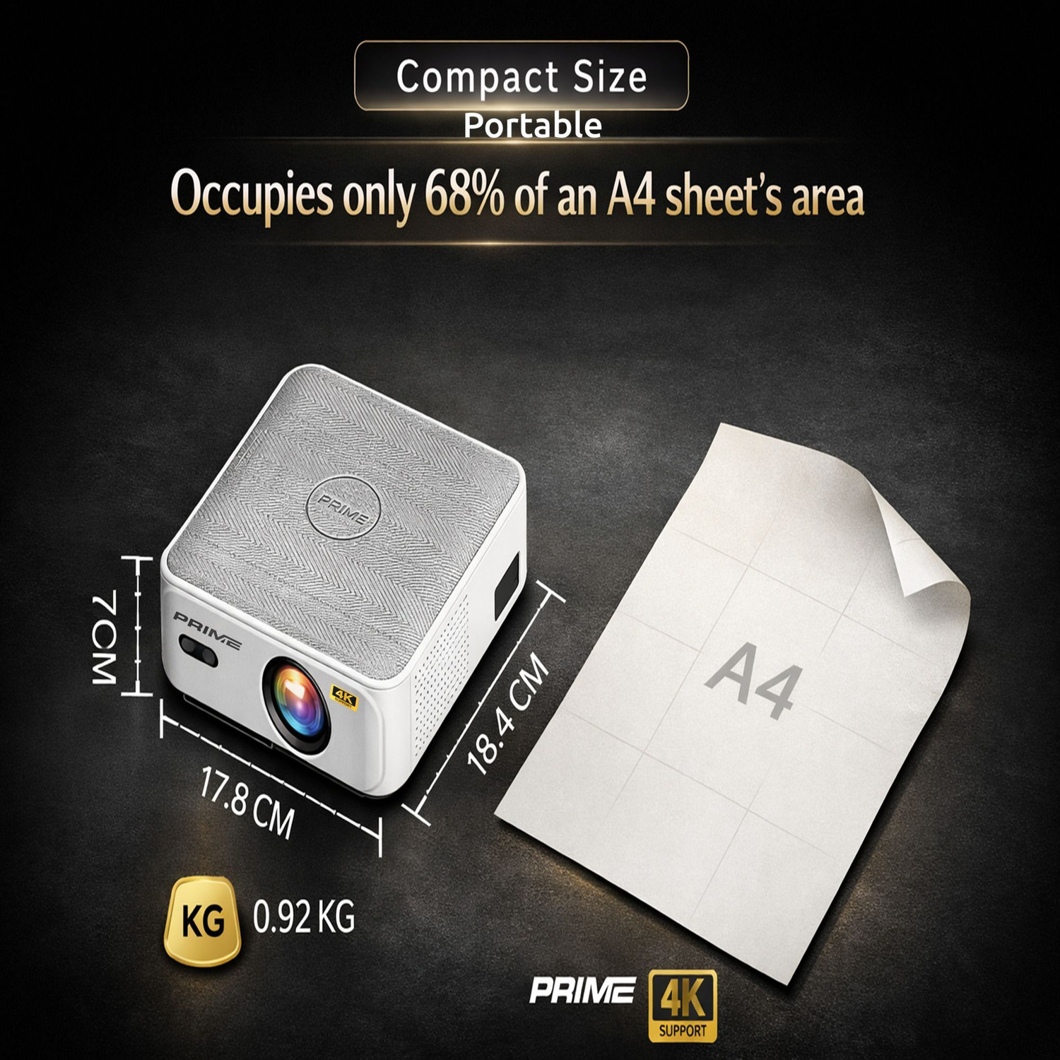 Image of Prime Projector Aura 4K AI Smart Projector (A4K-01) 4K HD Processing | AI Color Engine Pro | (13500 lm / 2 Speaker / Wireless / Remote Controller) Portable Projector