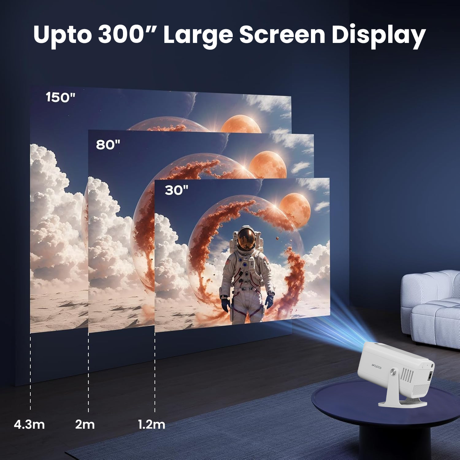Image of WZATCO Yuva Go Pro Native 1080P Projector (12500 lm / 1 Speaker / Wireless / Remote Controller) Projector