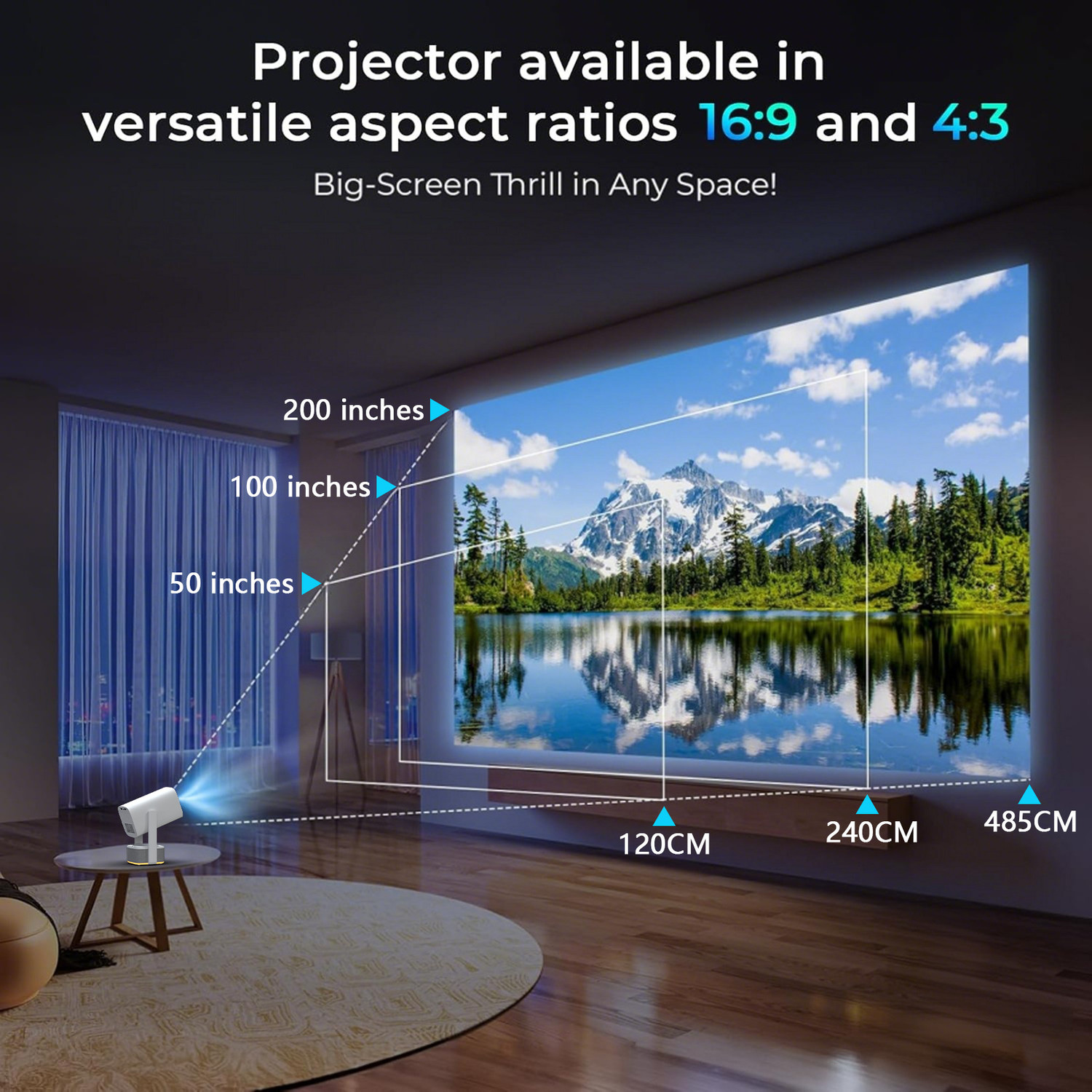 Image of BeamX Beast 10W High Base Speaker 1080P 4k HDR Support 300 Inch BT5.4 WiFi6 Auto Focus (13500 lm) Portable Projector