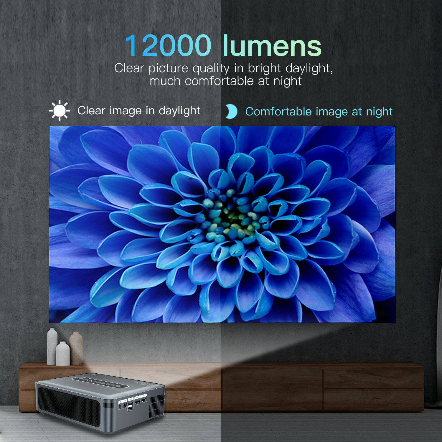 Image of Trending Store New X1 Android 9 Ultra Full HD 2+16GB 8K Support for Home Cinema (12000 lm / 1 Speaker / Wireless / Remote Controller) Portable Projector