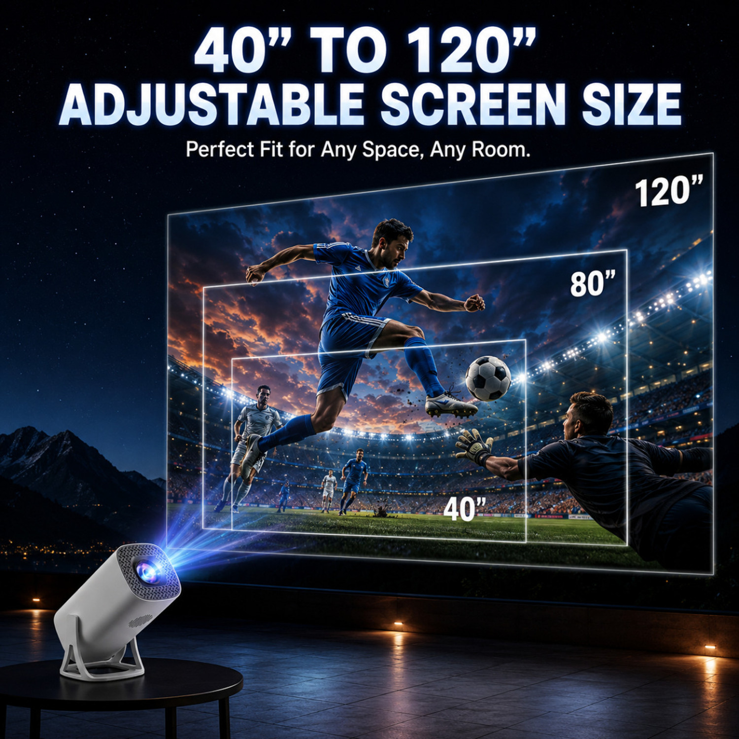 Image of RV Enterprises 1080P 4K Support, Android 11 Projector, Wi-Fi, 3X Brighter, 2.4G & 5G Projector (10000 lm / 1 Speaker / Wireless / Remote Controller) Portable Projector
