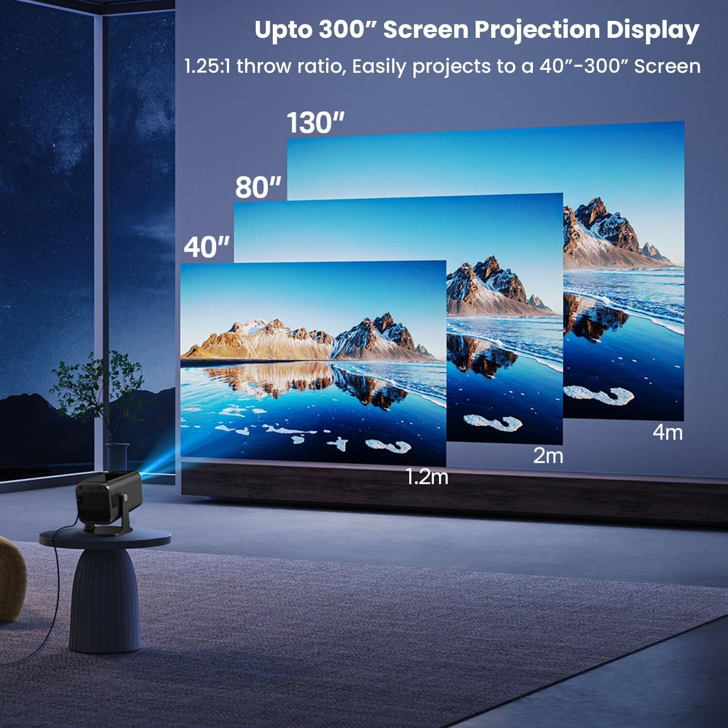 Image of Divine creation HY320 Mini 4K Support Smart Android 13 Projector with WiFi 6 HD Home Theater D97 (5000 lm / Wireless / Remote Controller) Portable Projector