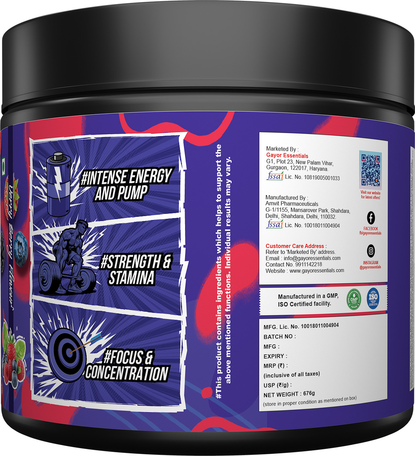 Image of gayor essentials Pre Gayor Black 2.0 Optimally Dosed Advanced High-Stim Energy with Pumps Focus Pre Workout