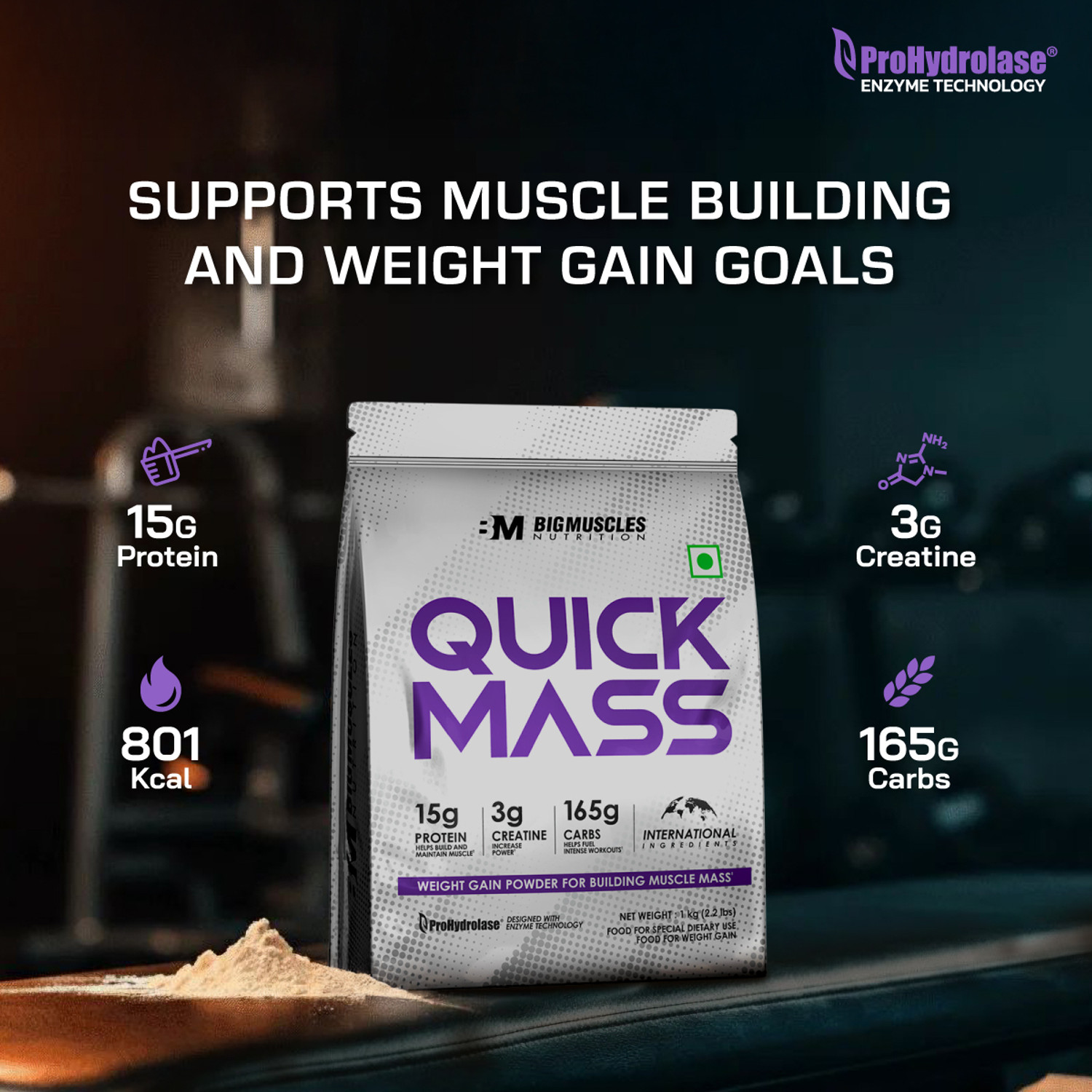 Image of BIGMUSCLES NUTRITION Quick Mass Gainer | With Creatine Monohydrate & Prohydrolase Tech | High Protein Weight Gainers /Mass Gainers