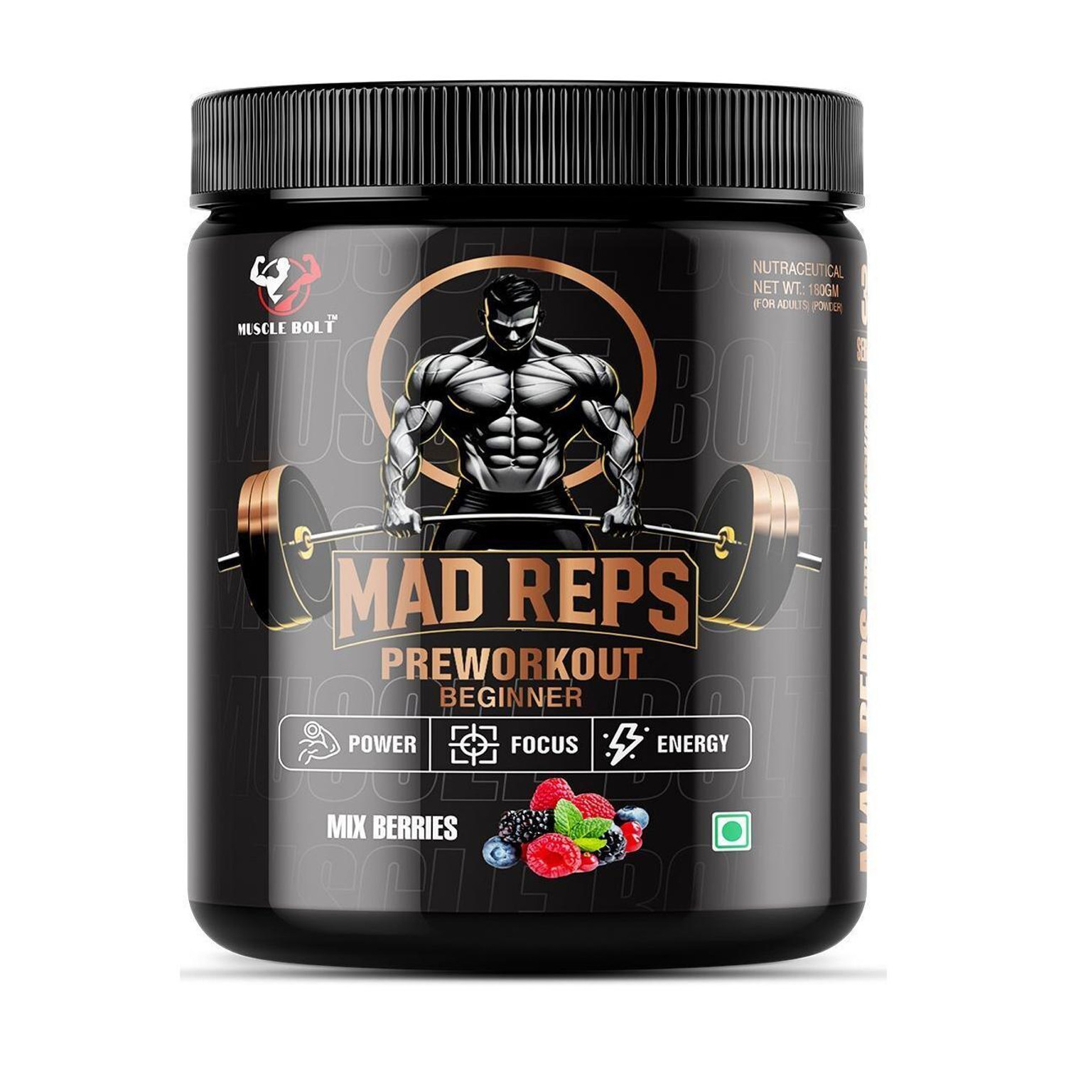 Image of MUSCLEBOLT Beginners Pre-Workout Supplement Creatine Monohydrate,Beta-Alanine,30 Servings Pre Workout