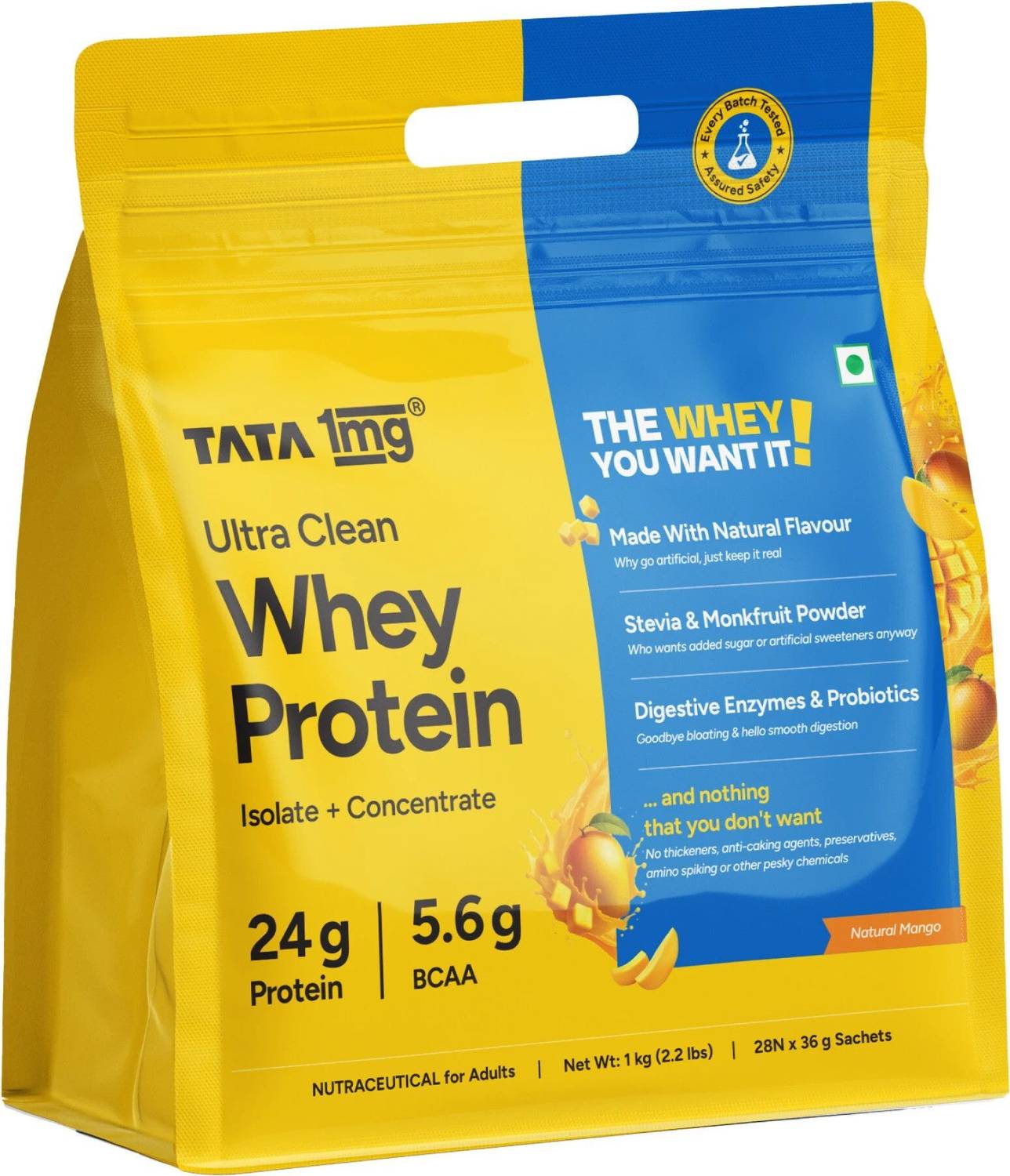TATA 1mg Ultra Clean Whey Protein 28 Sachets