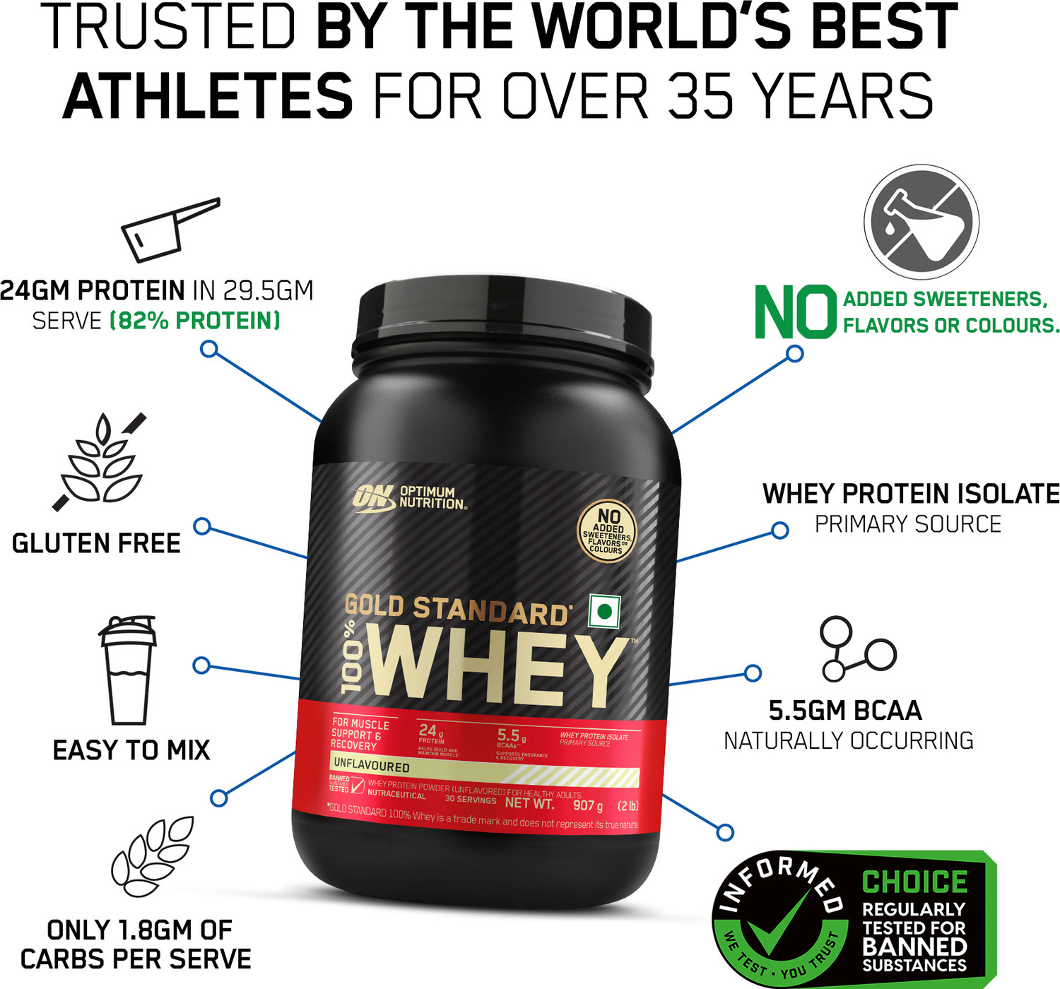 Image of Optimum Nutrition Gold Standard 100% Whey Protein Powder Whey Protein