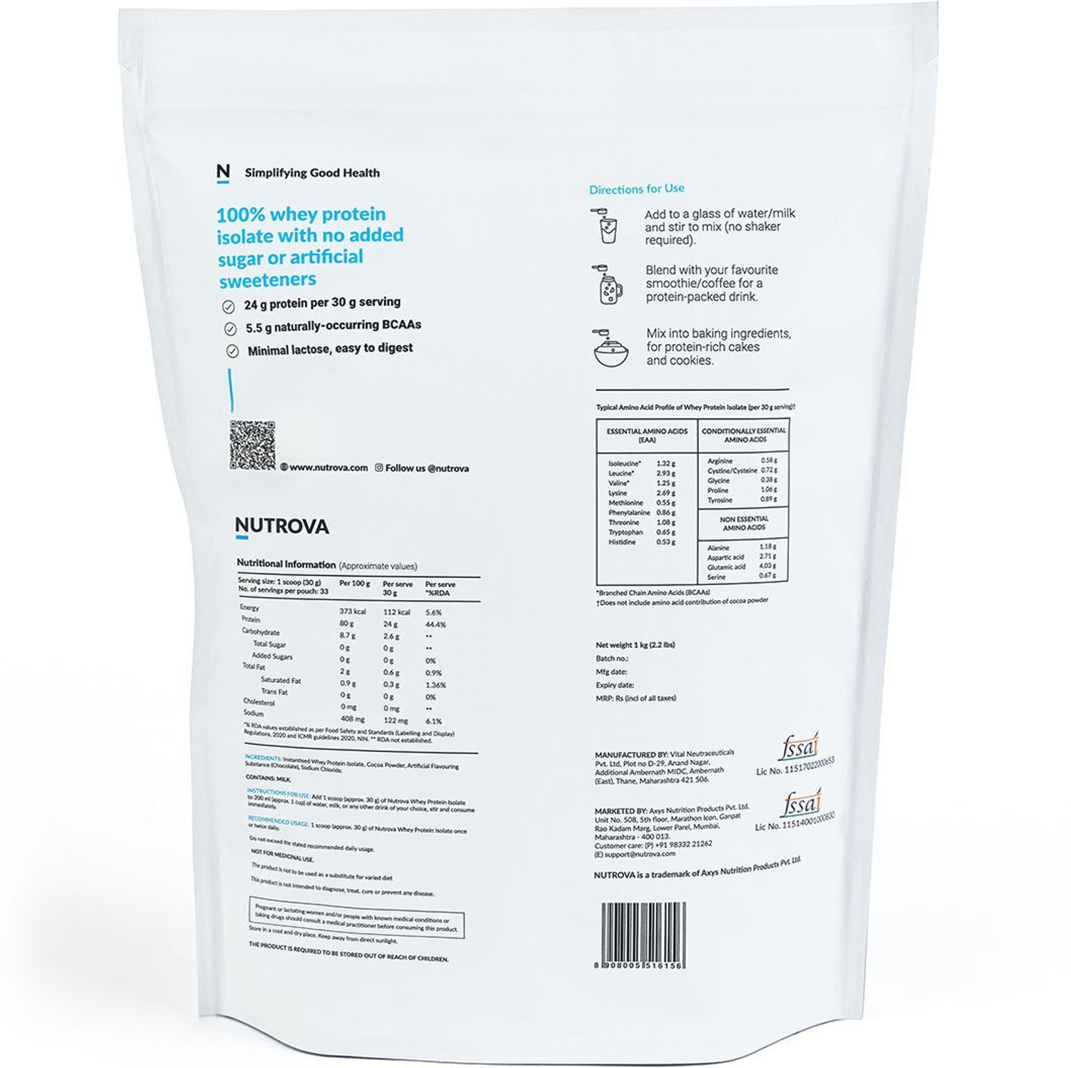 Image of NUTROVA Whey Protein Isolate, 24g Protein Per Scoop Whey Protein