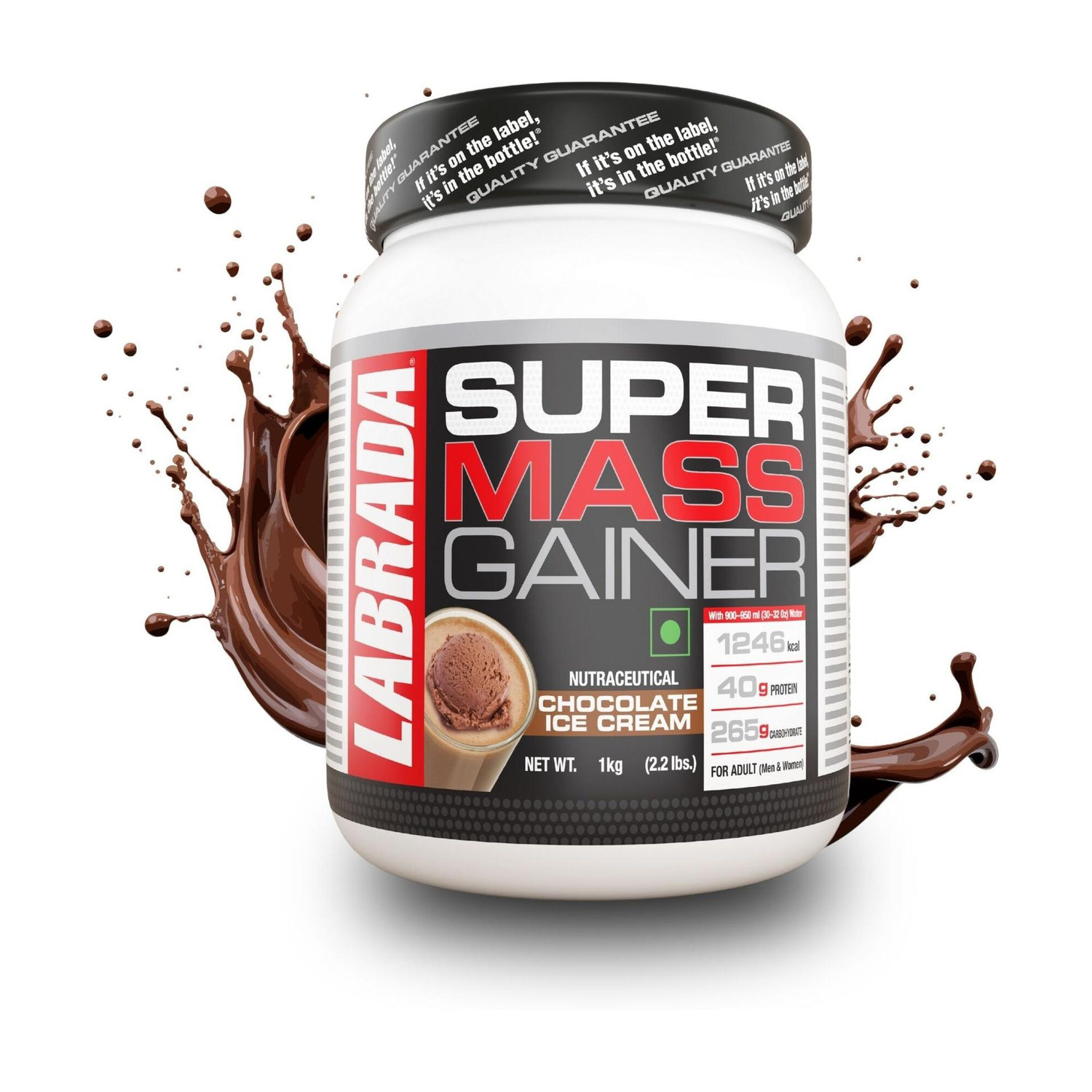 Image of Labrada Super Mass Gainer | Weight Gainer with Protein | Weight Gainers /Mass Gainers (1 kg, Chocolate Ice Cream)