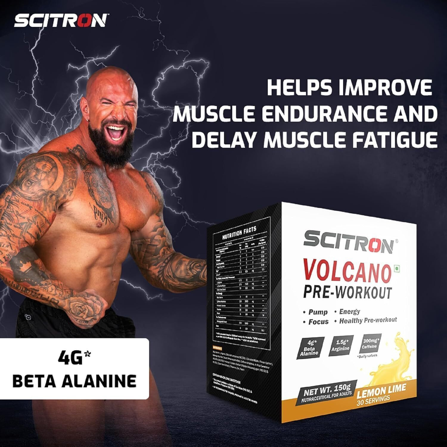 Image of Scitron Volcano Pre-Workout 150 Gm-(Lemon Lime) Pre Workout