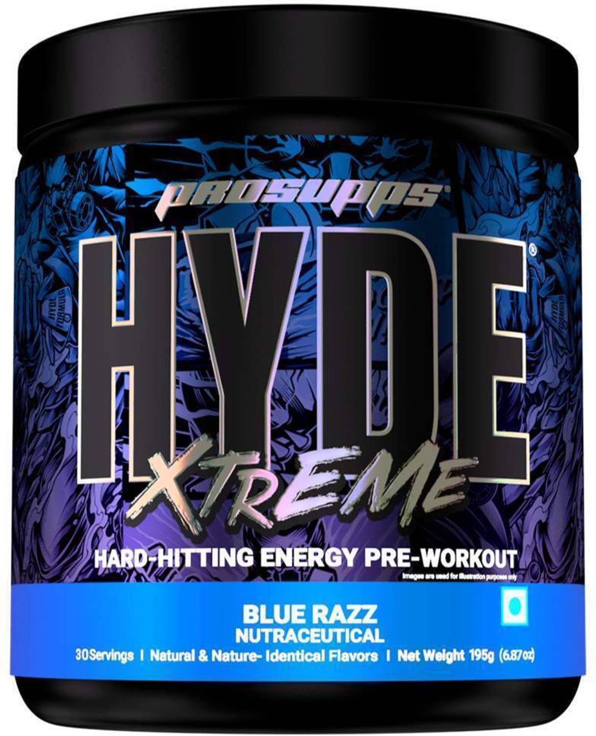PROSUPPS Hyde Xtreme Hard-Hitting Energy Pre Workout - 195g, Blue