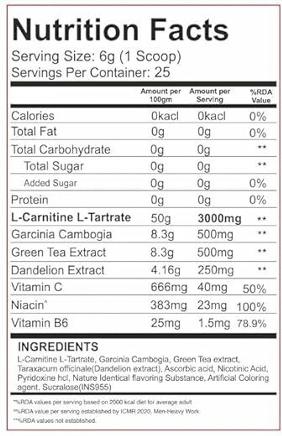 redskull nutrition CARNIVOX 3000MG L CARNITINE 3g - Image 2