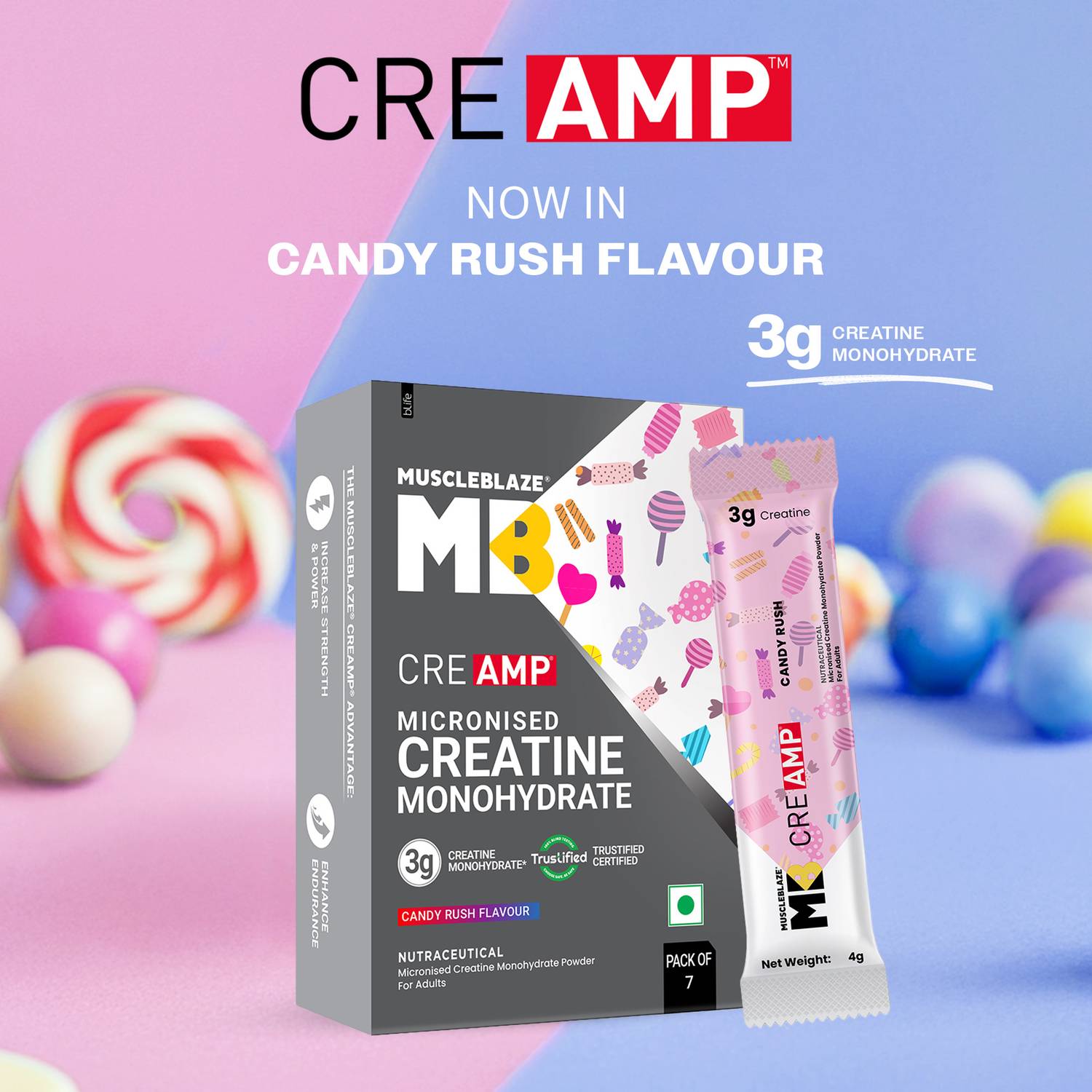 MUSCLEBLAZE Creatine Monohydrate 7 Sachets - Image 2