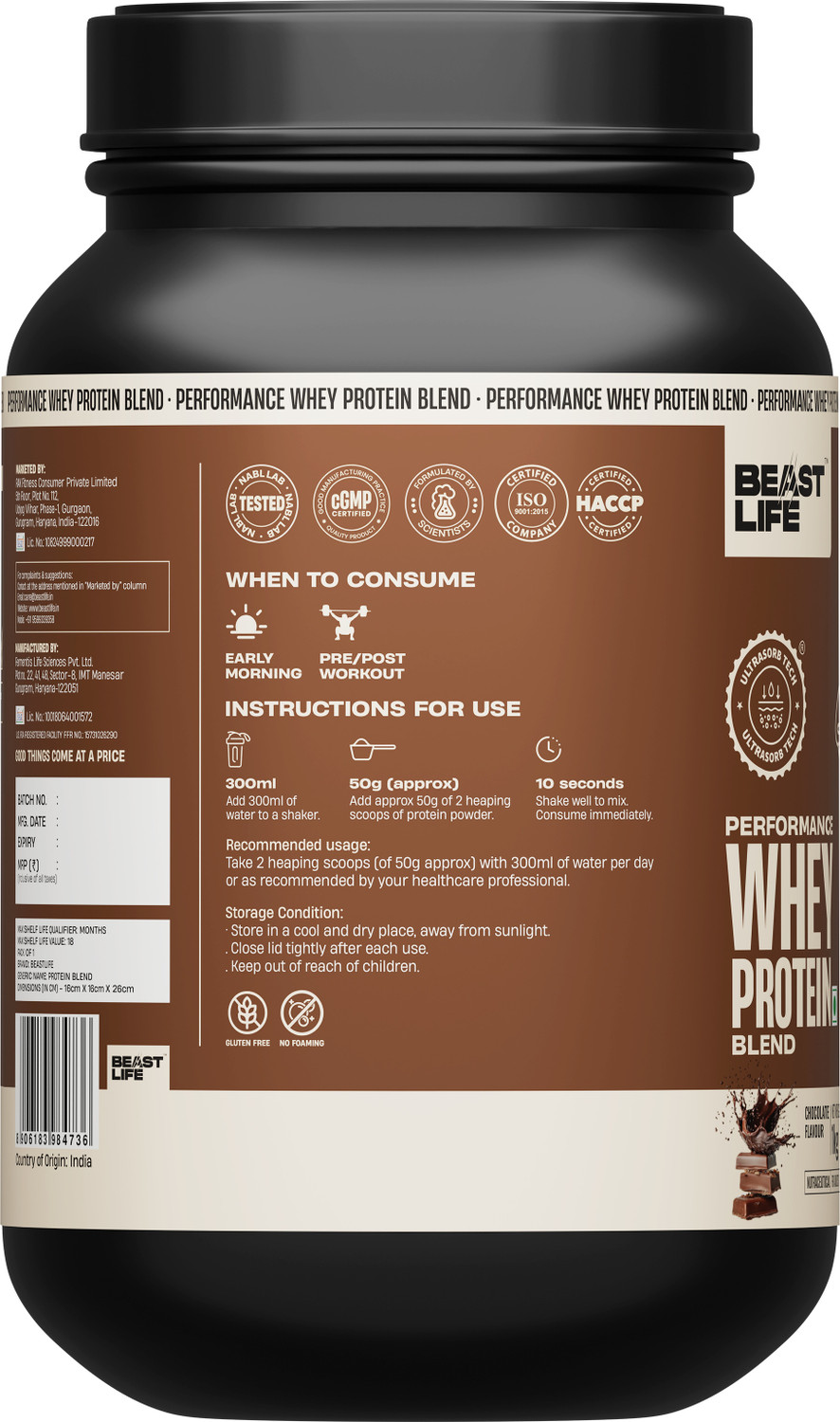 Image of BeastLife Performance Whey Protein Blend | 34g Protein | 5.7g BCAA | Muscle Growth Whey Protein
