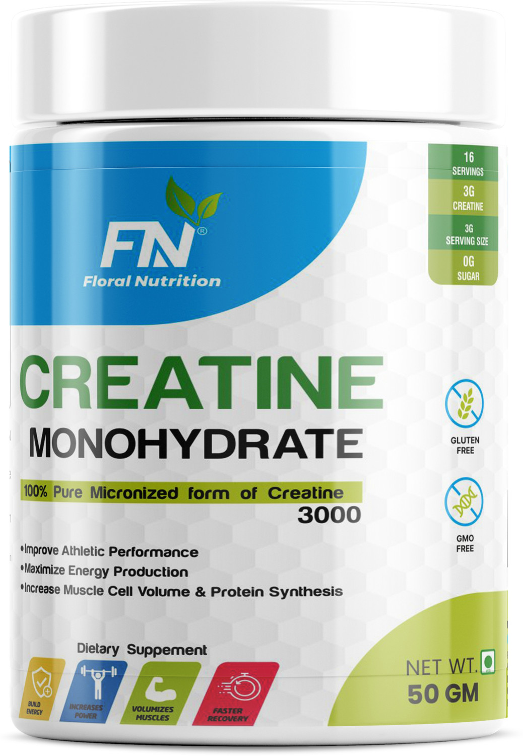 Image of Floral Nutrition Creatine monohydrate Micronized for Intense Workout, Muscle Energy and Power Creatine