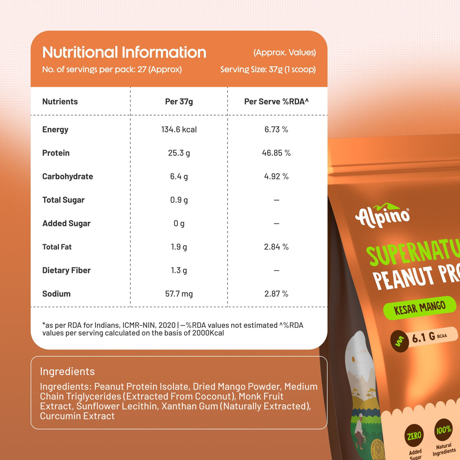 Image of ALPINO Supernatural Peanut Protein Powder Plant-Based Protein