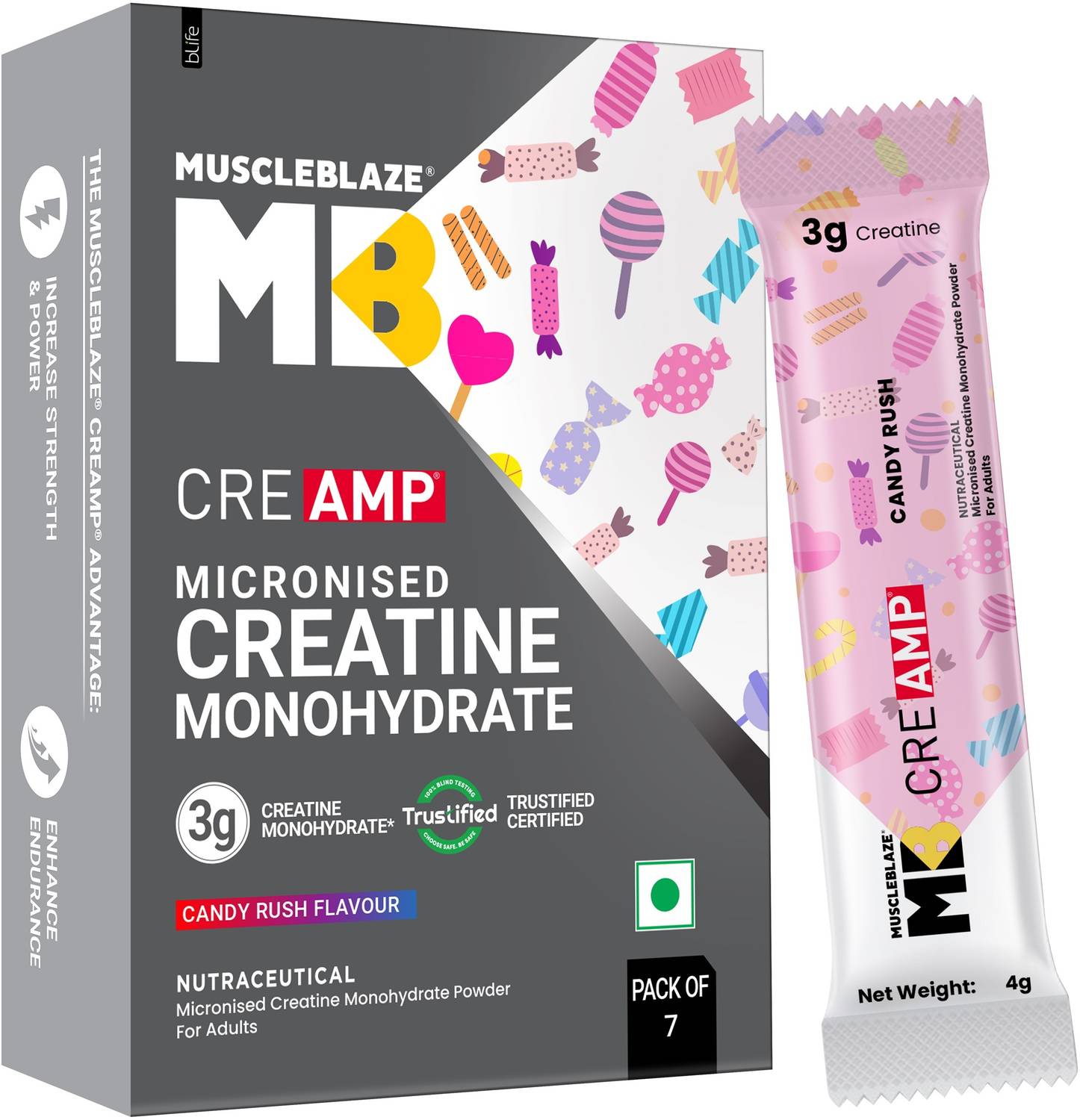 MUSCLEBLAZE Creatine Monohydrate 7 Sachets - Image 1