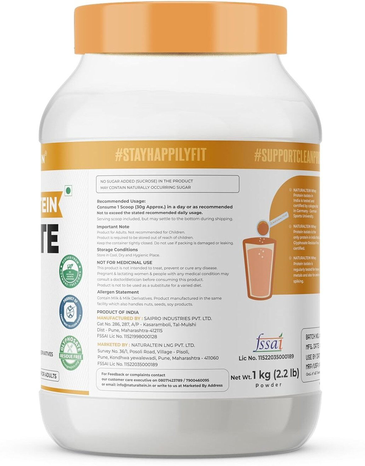 Image of NATURALTEIN Natural Isolate Unflavored | 27g Protein Per Serving | Naturally Sweetened Whey Protein