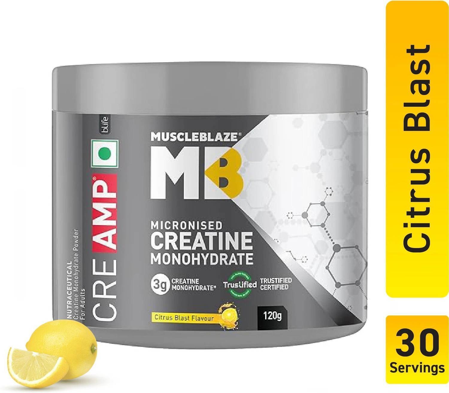 MUSCLEBLAZE Micronised Creatine Monohydrate CreAMP Powder, Trusti