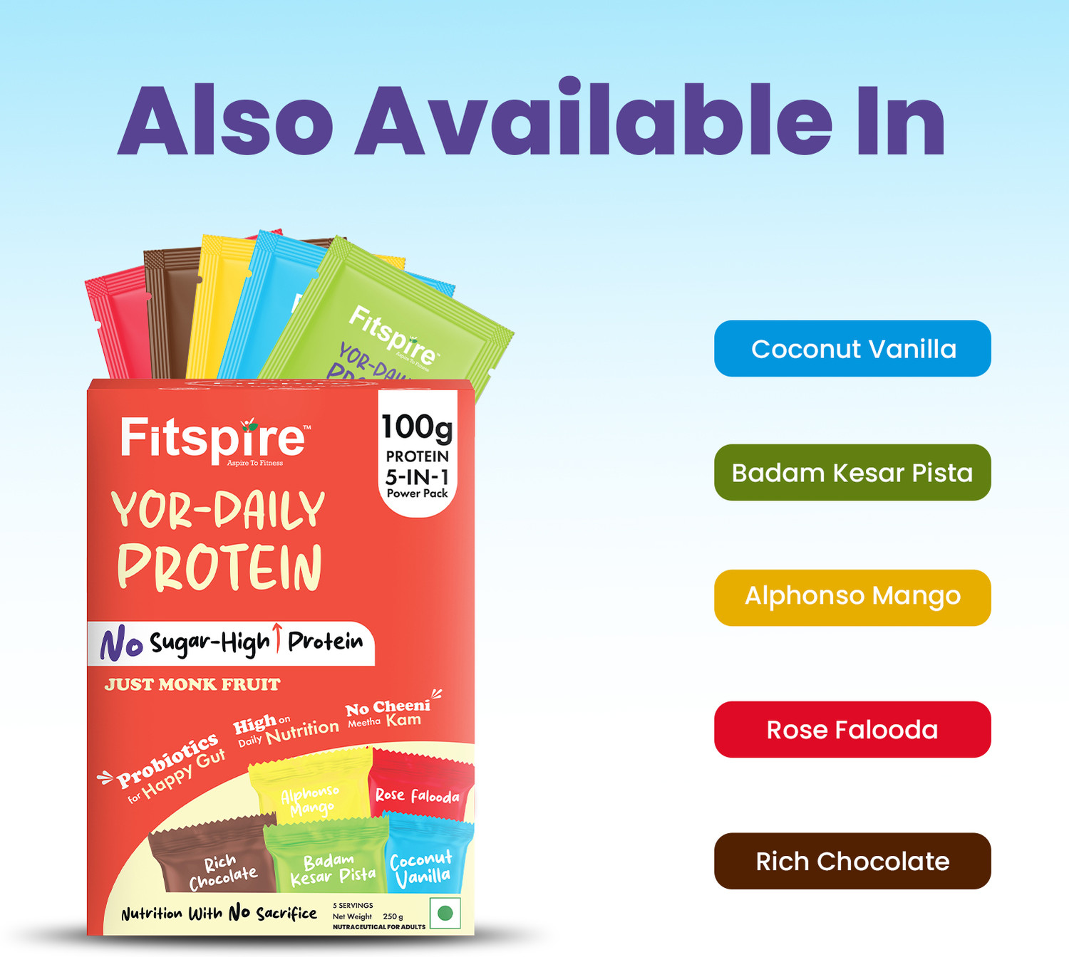Image of Fitspire YOR Daily Protein Nutrition Powder for Muscle and Gut Health Whey Protein