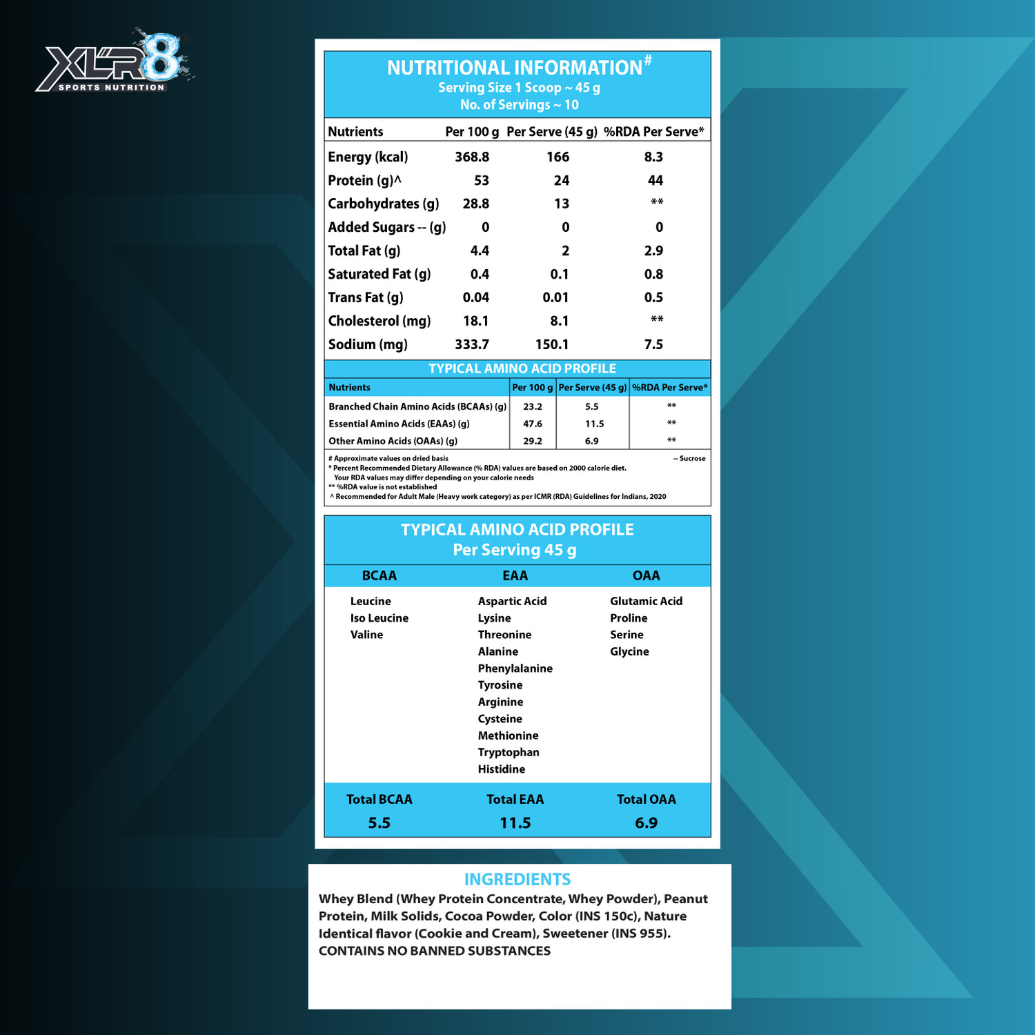 Image of XLR8 Classic Whey Protein Powder, 24g Protein, 5.5 BCAA, No Maltodextrin Whey Protein