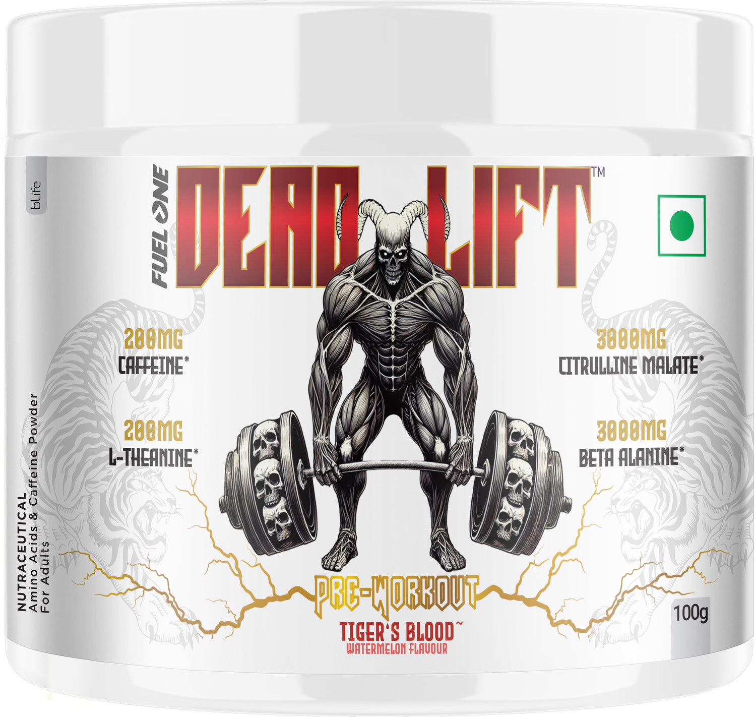 Image of FUELONE Dead-Lift Pre Workout | 200mg Caffeine, 200mg L-Theanine Pre Workout