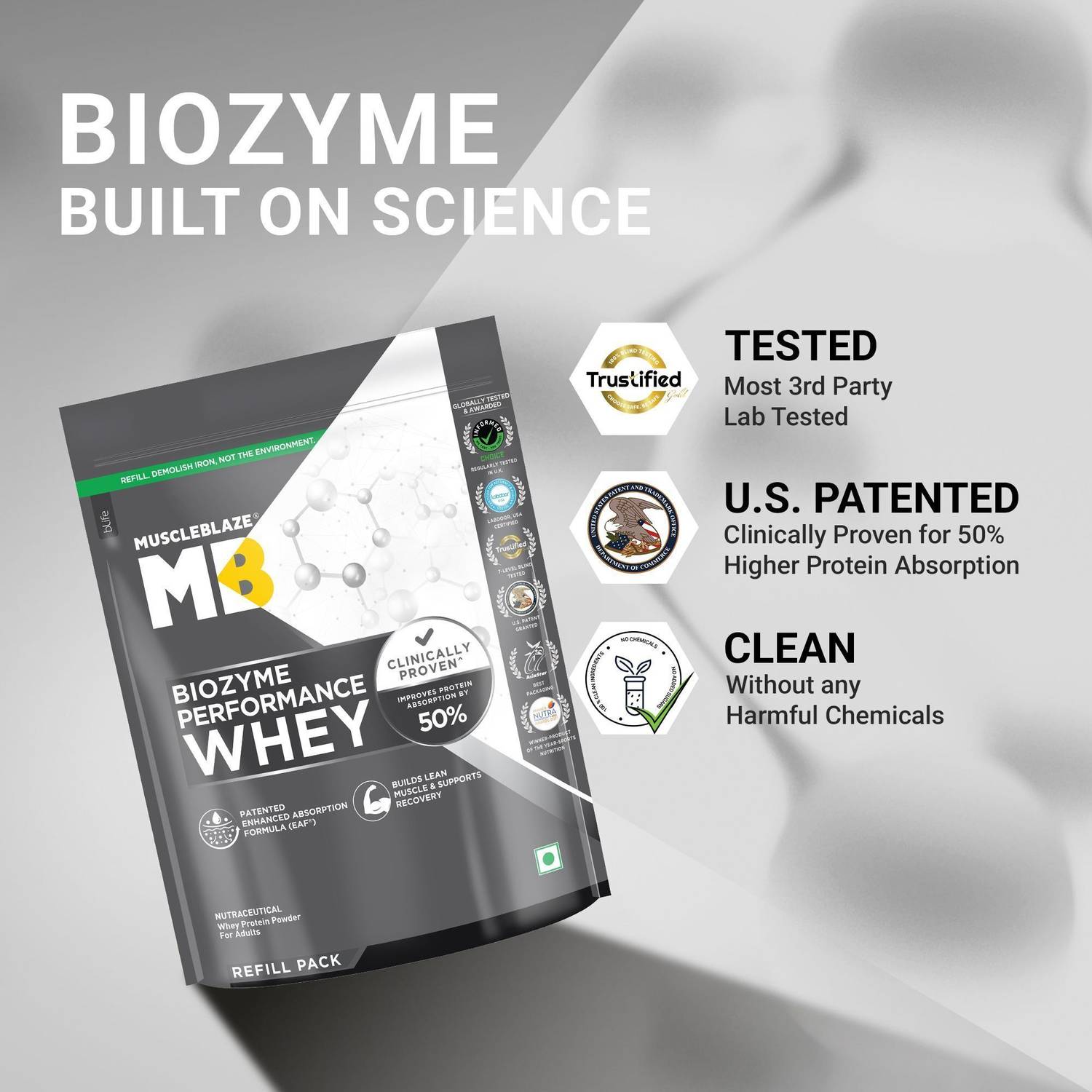 MUSCLEBLAZE Biozyme Whey Protein 25g - Image 3