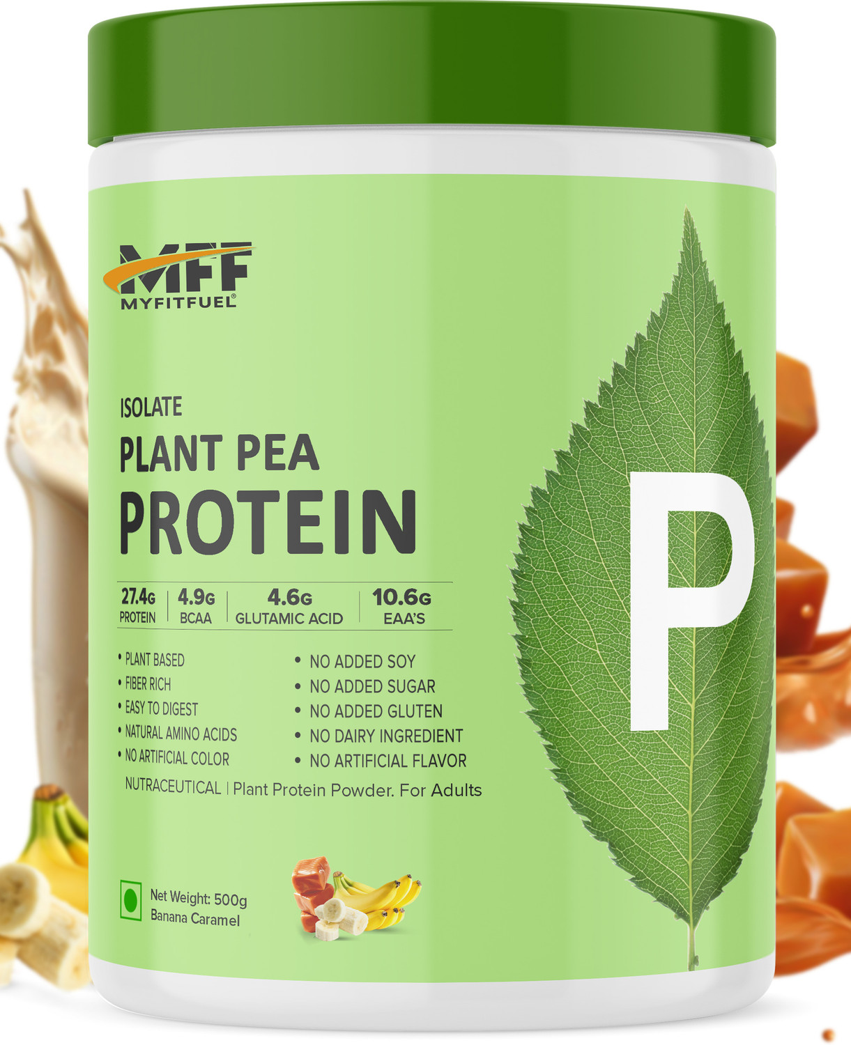 Image of MyFitFuel Plant Pea Protein Isolate, 500gm, Banana Caramel Plant-Based Protein