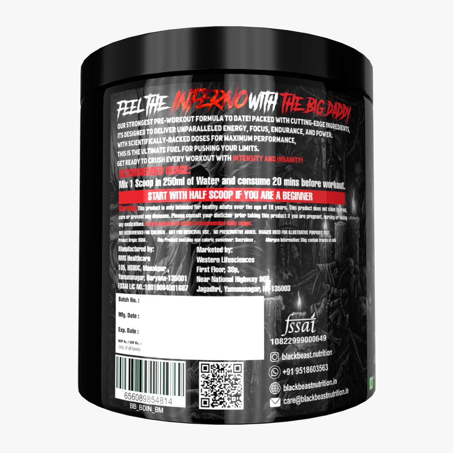 Image of Black Beast The Big Daddy Inferno Next Level Preworkout 50 servings 6000mg Citrulline blend Pre Workout