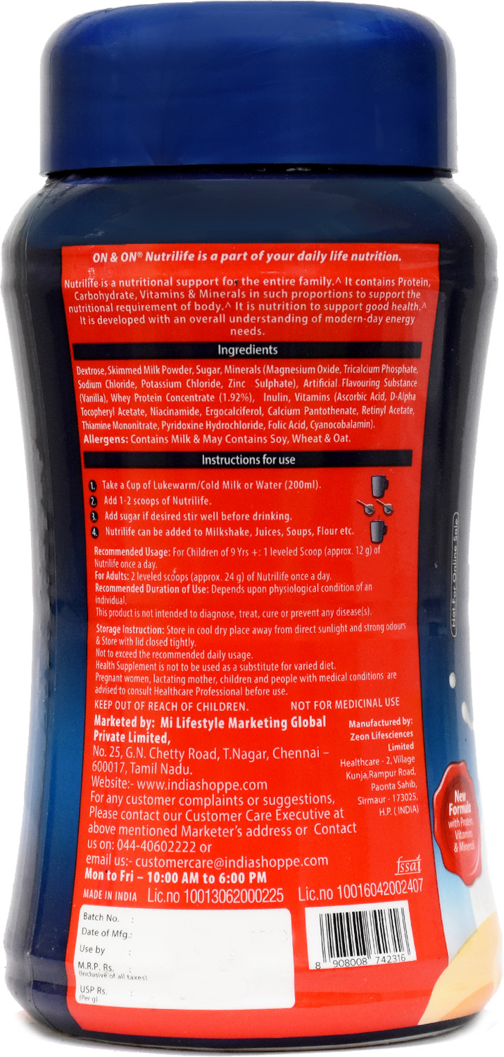 Image of jk farms Nutrilife Powder Nutrition Drink (750 g, Natural Flavored) Nutrition Bars