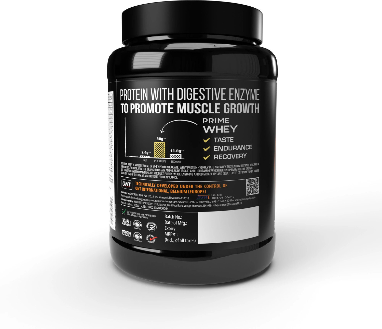 Image of QNT Prime Whey, 100% Whey Protein with whey Isolate, 1kg, Kesar Kaju Pista Flavour Whey Protein