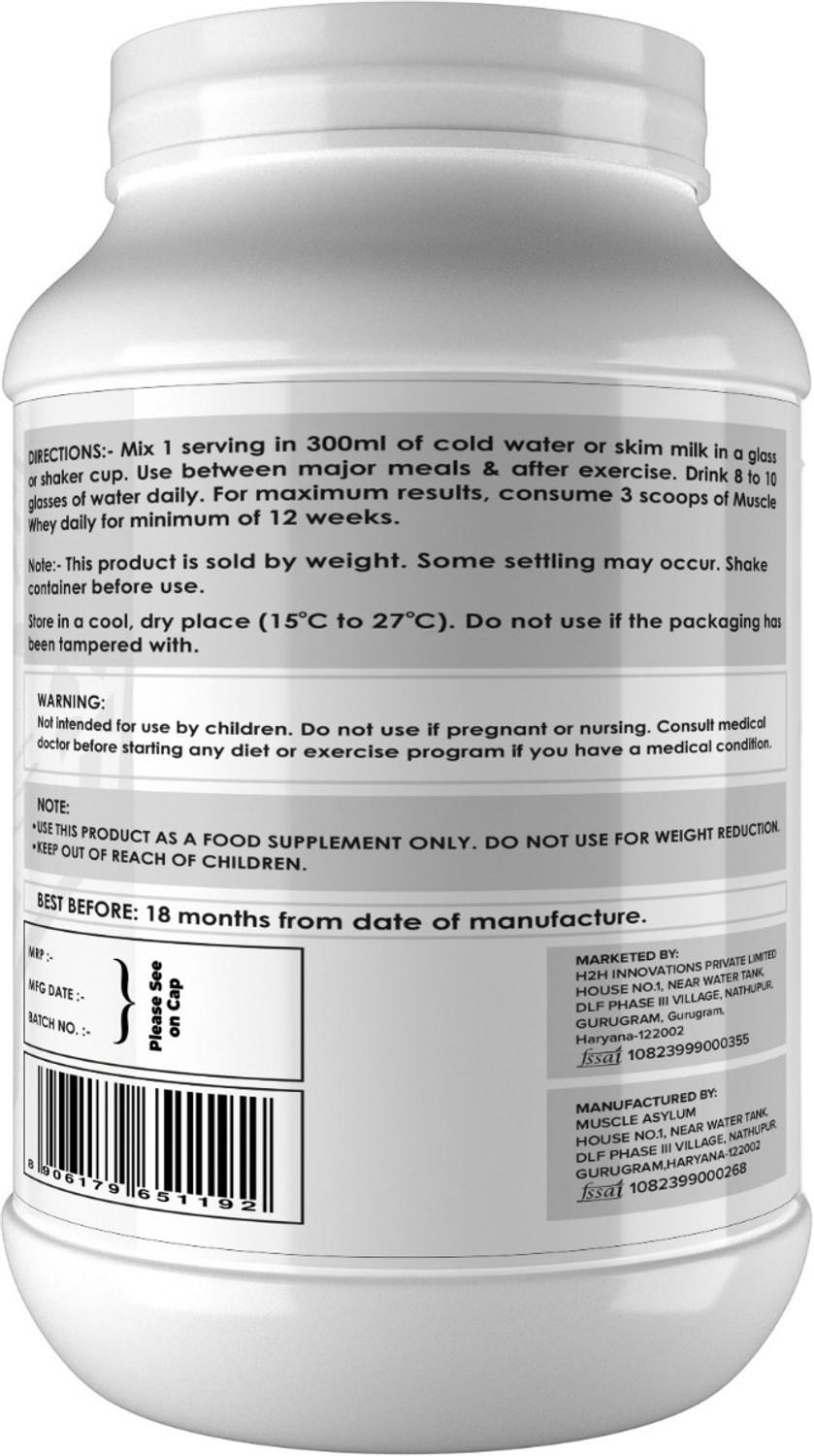 Image of Muscle Asylum Raw Whey Protein Unflavoured, 1 kg and Flavour Powder (Cookie & Cream) Whey Protein