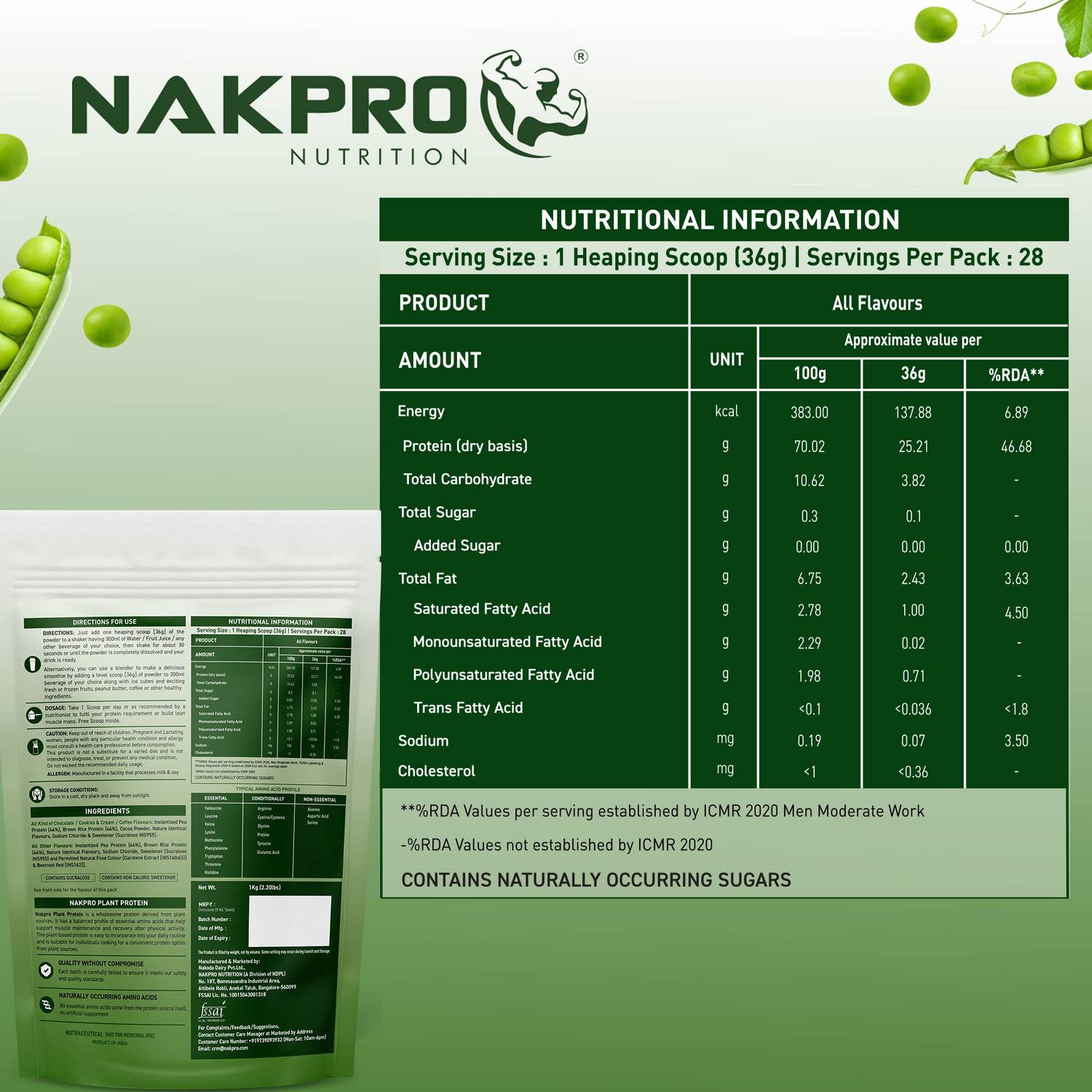 Nakpro Pea & Brown Rice Protein 1 kg - Image 3