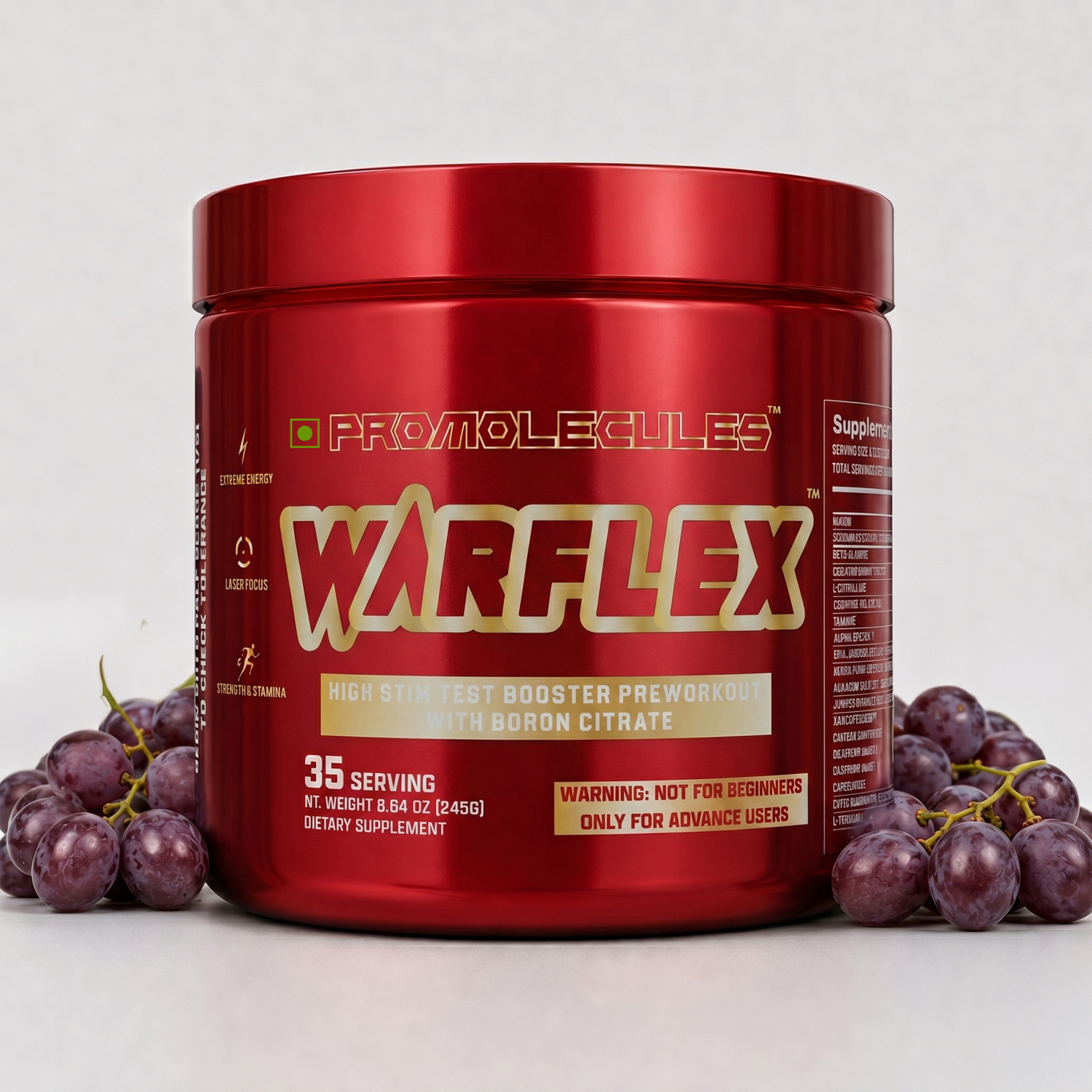 Image of Promolecules Warflex High Stim Pre Workout Caffeine Strength Pump Focus Formula 35 Servings Pre Workout