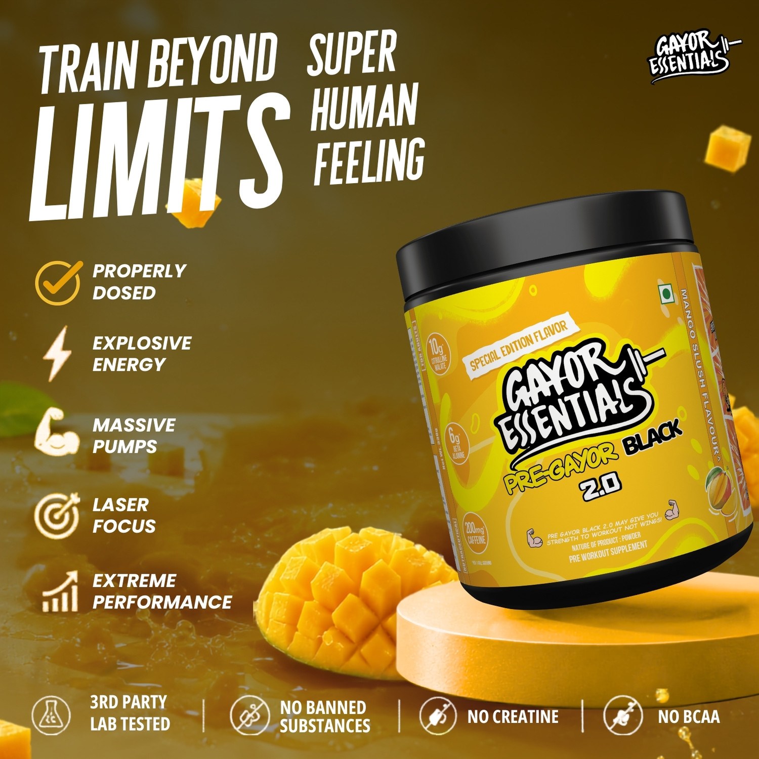 Image of gayor essentials Pre Gayor Black 2.0 Optimally Dosed Advanced High-Stim Energy with Pumps Focus Pre Workout