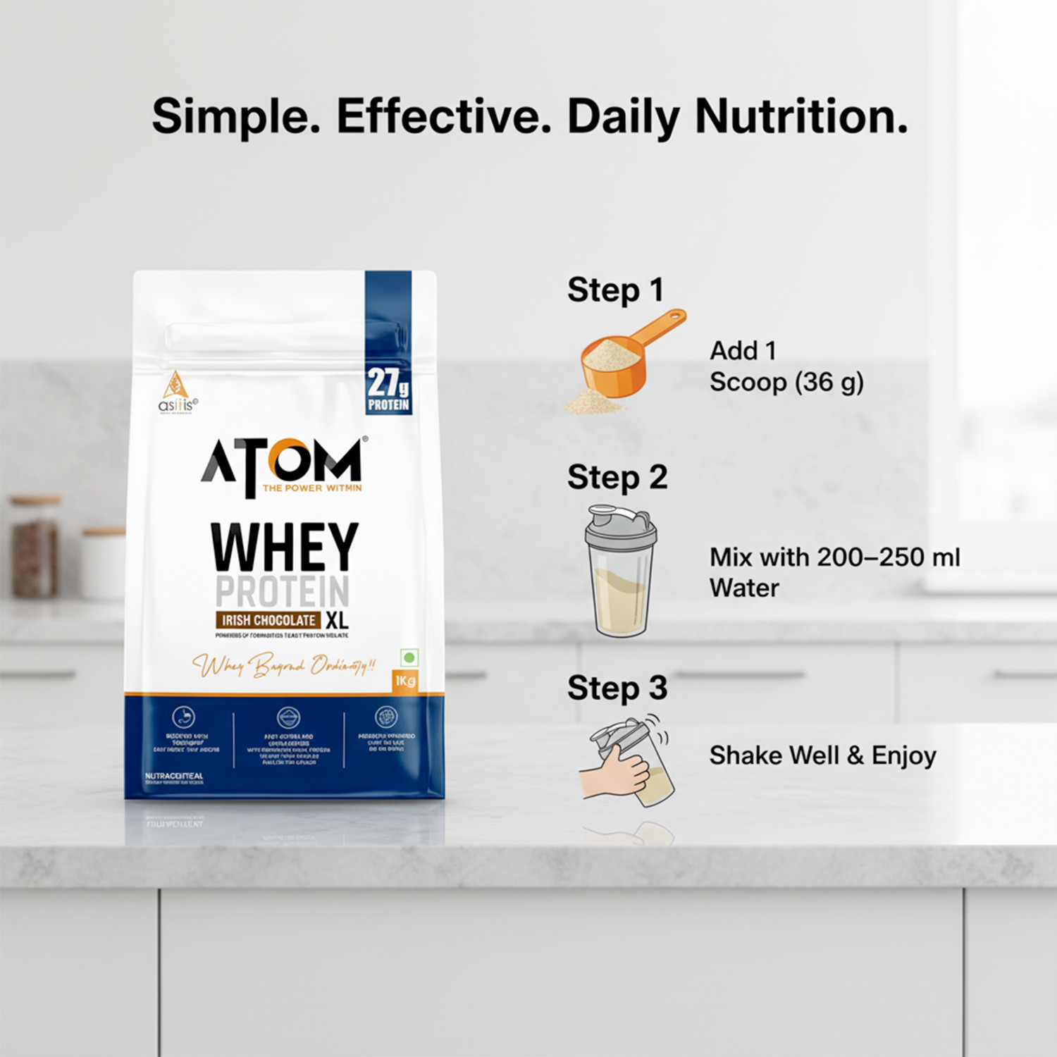 Image of AS-IT-IS Nutrition ATOM Whey Protein XL with Yeast Protein - Supports Recovery & Strength Whey Protein
