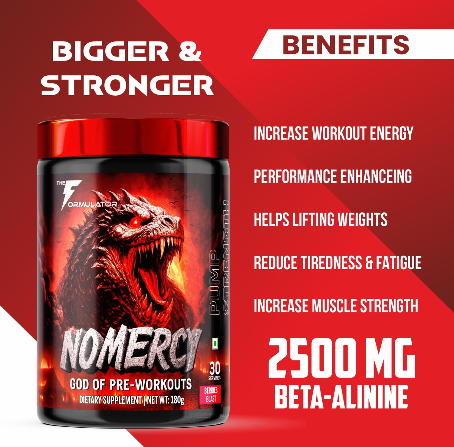 Image of THE FORMULATOR NoMercy Pre-Workout | Beta Alanine | Citrulline | Caffeine | Vitamins Pre Workout