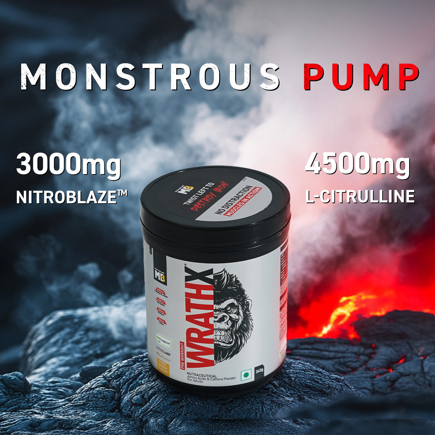 Image of MUSCLEBLAZE Pre Workout WrathX with Creapure, Nitroblaze & BioPerine Pre Workout
