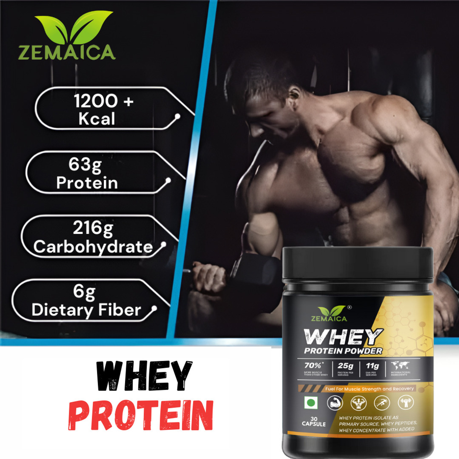 Image of ZEMAICA Whey Protein Capsule / Improve Muscle Strength Faster Muscle Recovery Whey Protein