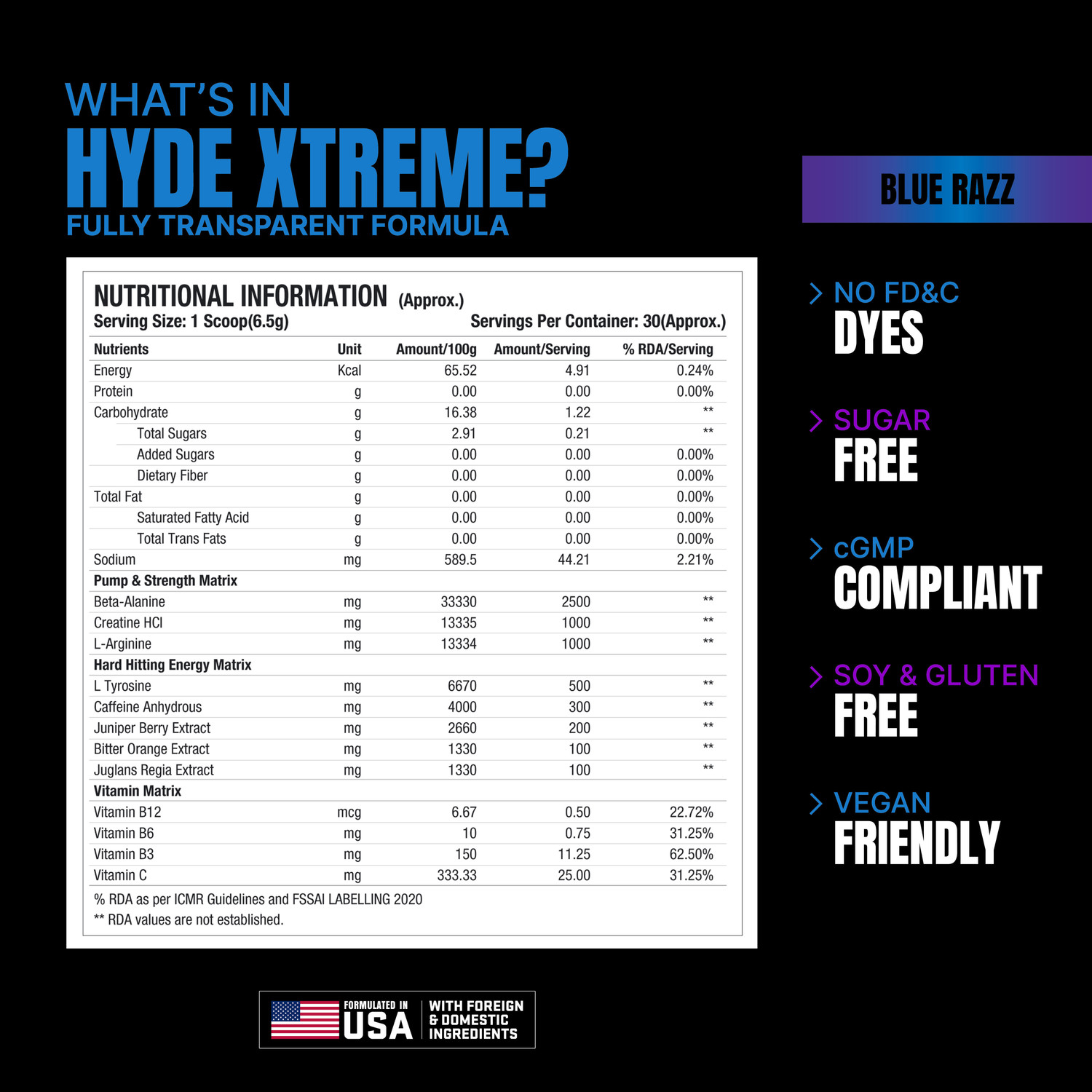 Image of PROSUPPS HYDE XTREME 195 GM (BLUE RAZZ) IRON ASYLUM Pre Workout