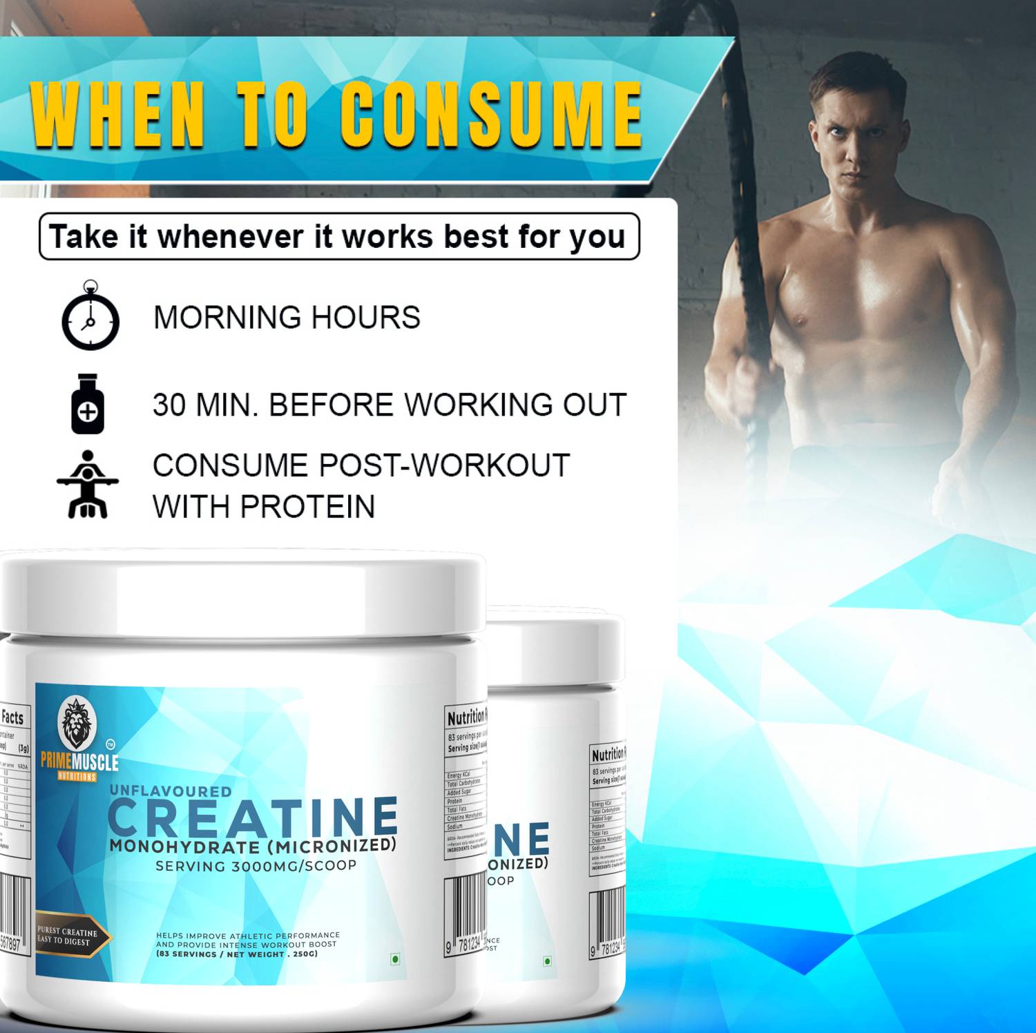 Primemuscle Creatine Monohydrate 83+83 Servings - Image 4