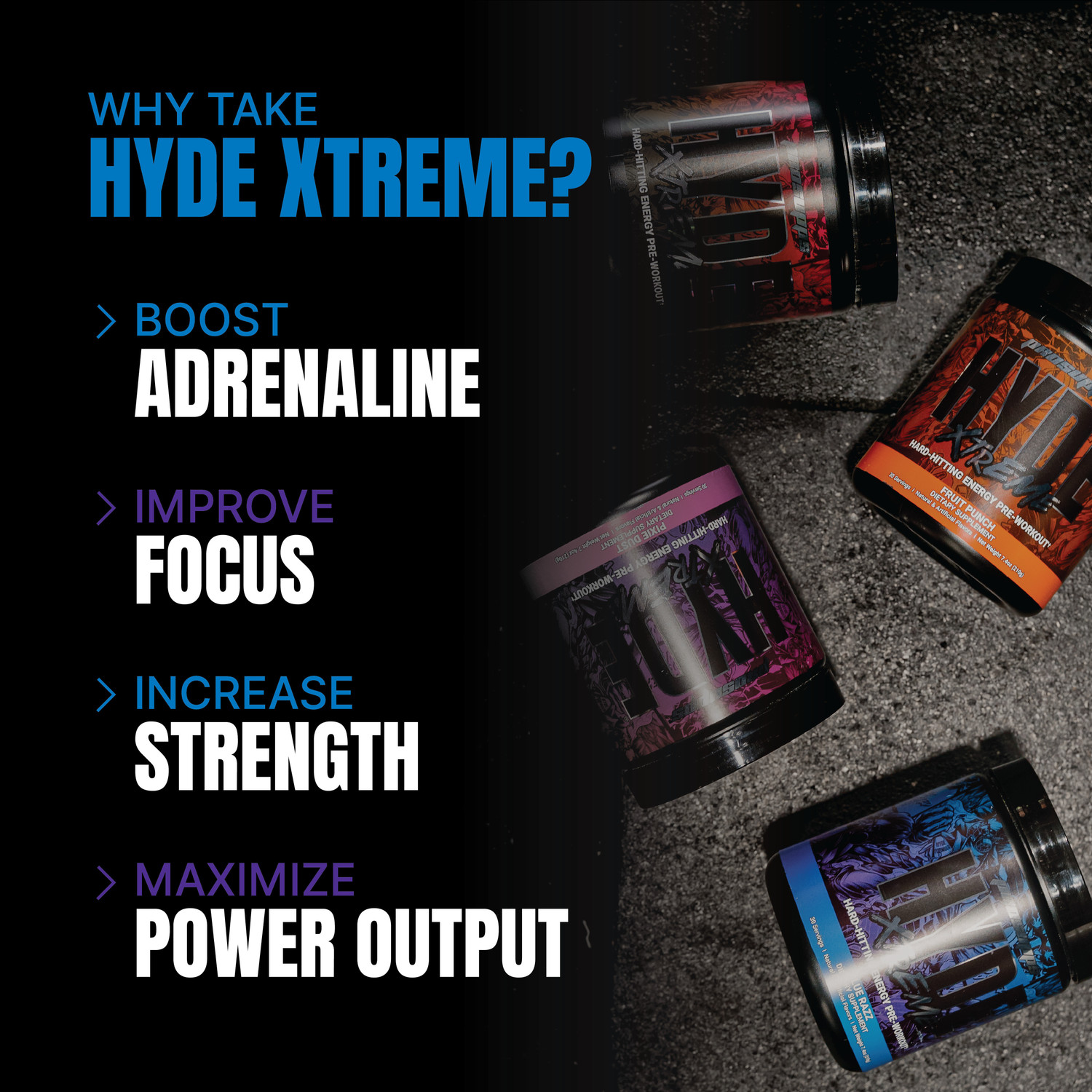 Image of PROSUPPS HYDE XTREME 195 GM (BLUE RAZZ) IRON ASYLUM Pre Workout