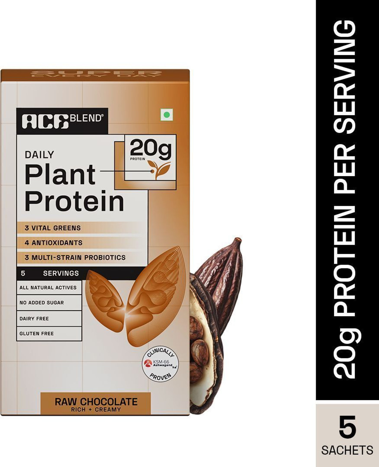Image of Ace Blend Daily Plant Protein Powder | 20g Protein | With Greens, Antioxidants, Probiotics Plant-Based Protein