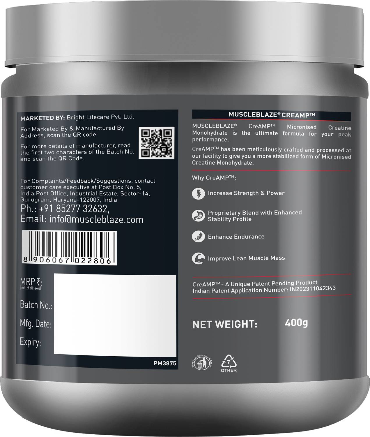 MUSCLEBLAZE Micronised Creatine Monohydrate 200g - Image 5