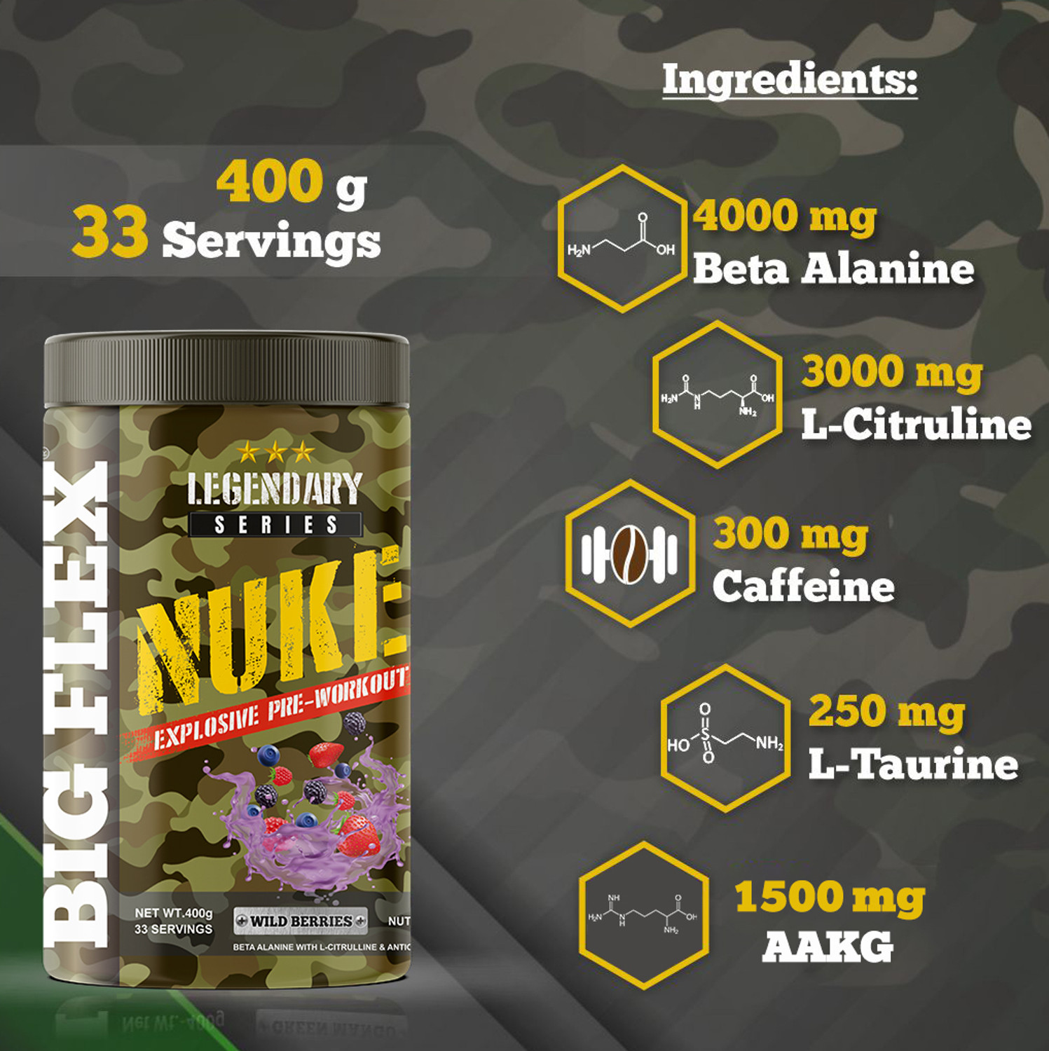 Image of Bigflex Nuke Pre-Workout Supplement Creatine